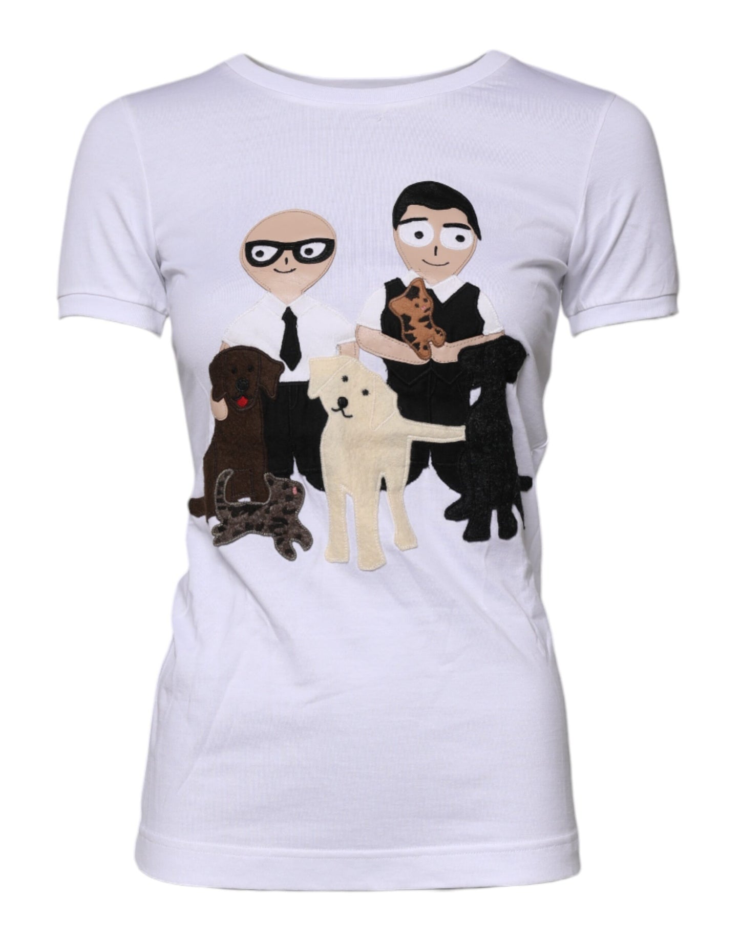 T-shirt en coton brodé blanc Dolce & Gabbana #DGFAMILY