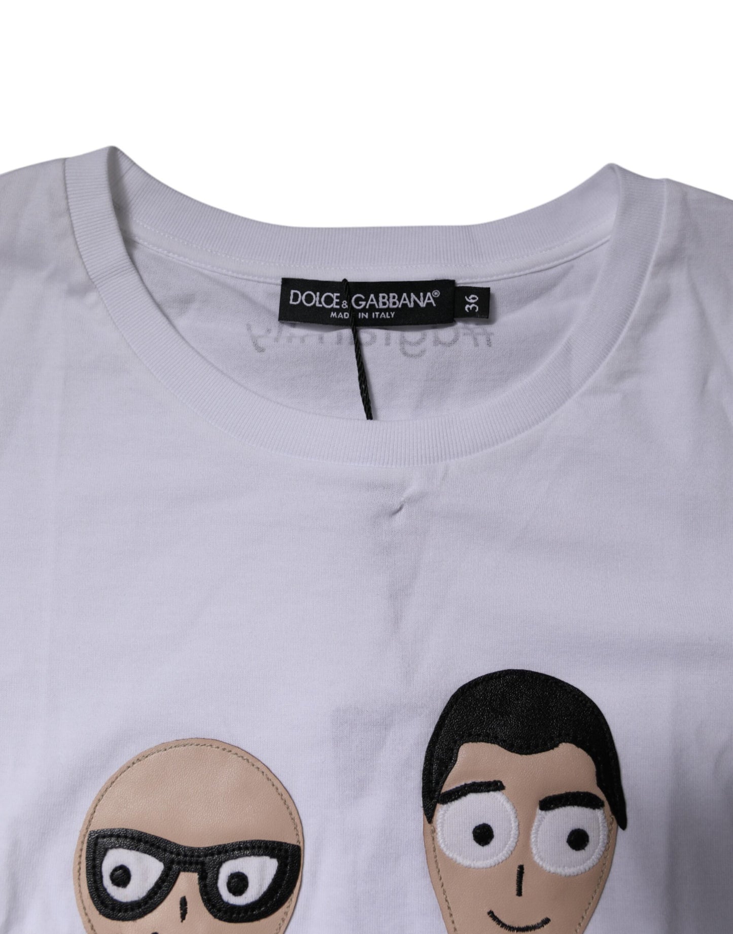 T-shirt en coton brodé blanc Dolce & Gabbana #DGFAMILY