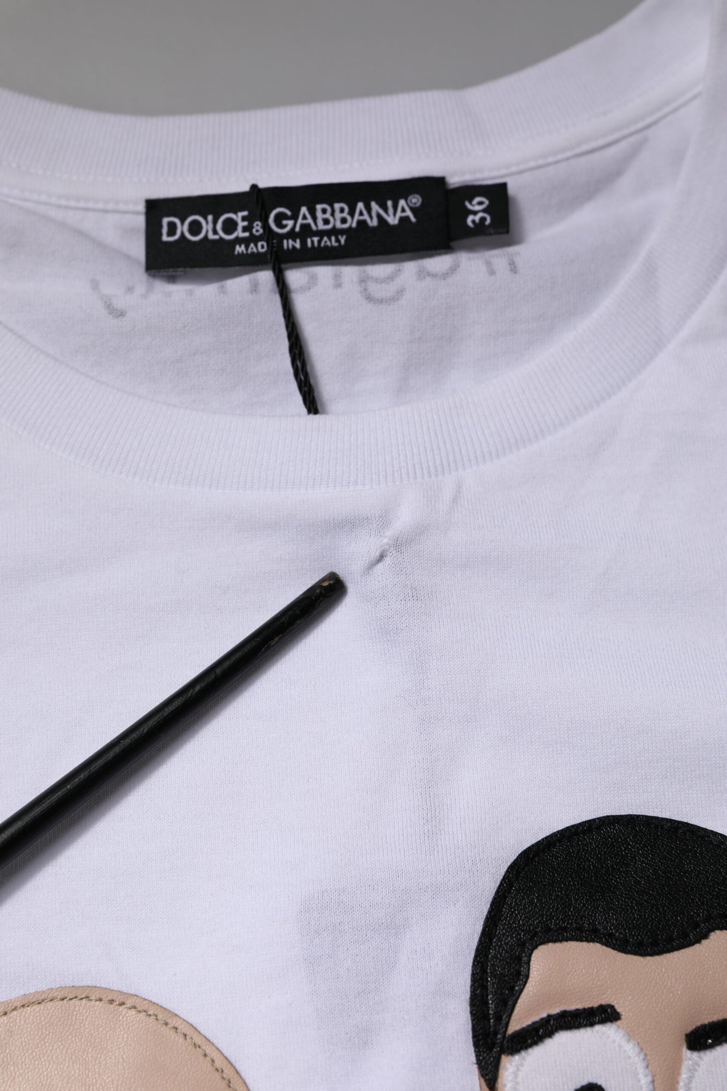 T-shirt en coton brodé blanc Dolce & Gabbana #DGFAMILY