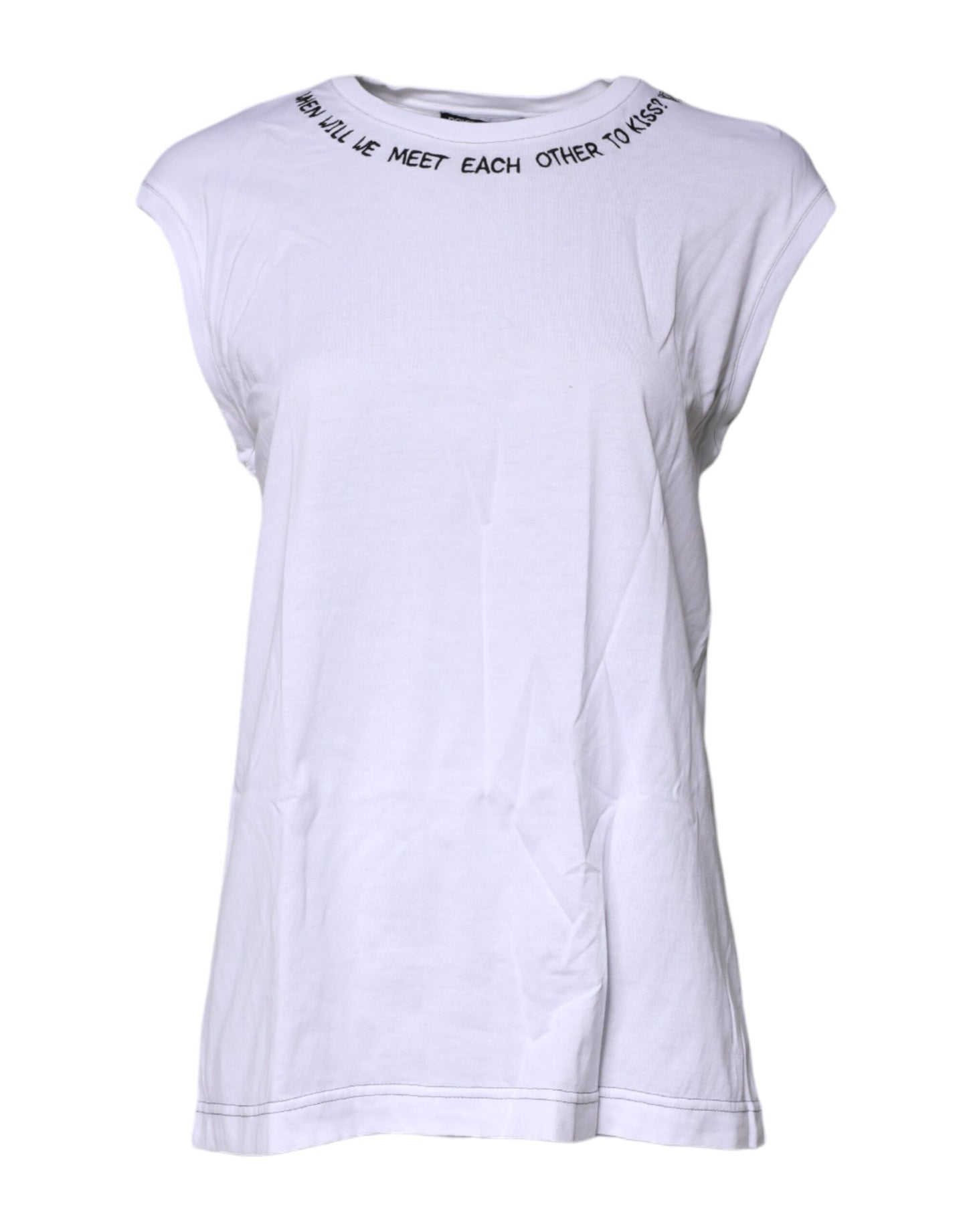 T-shirt débardeur imprimé sans manches en coton blanc Dolce & Gabbana