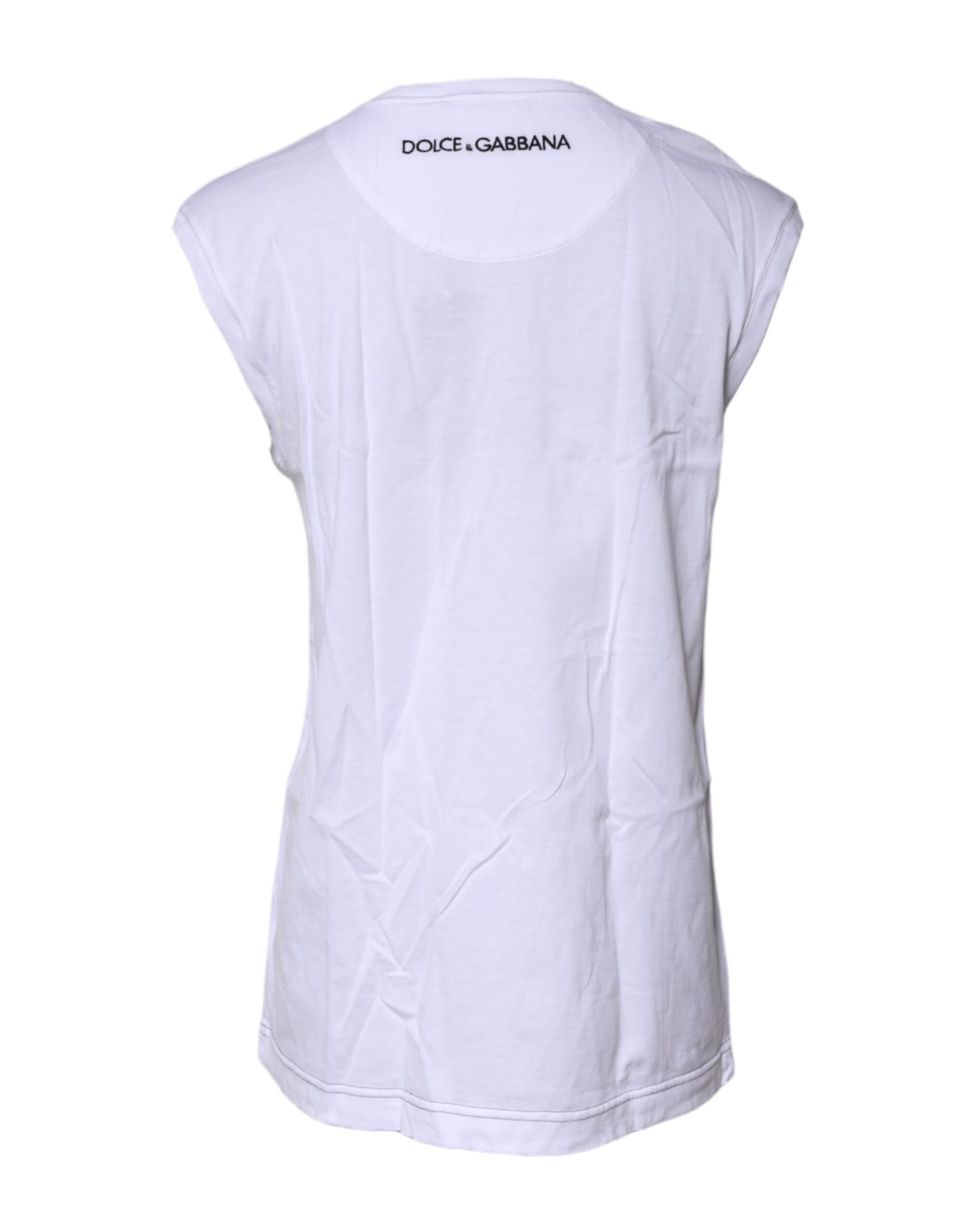 T-shirt débardeur imprimé sans manches en coton blanc Dolce & Gabbana