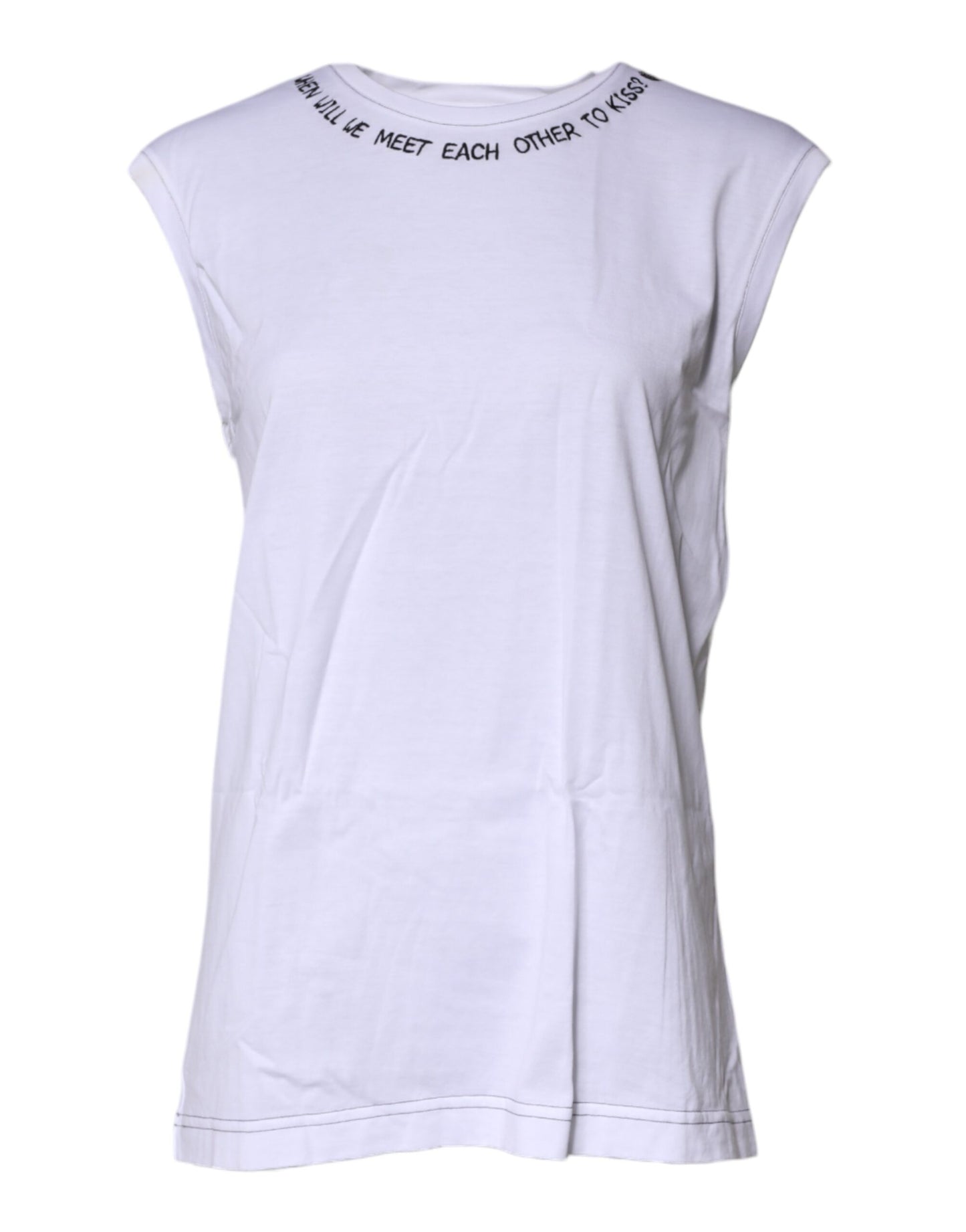 T-shirt débardeur imprimé sans manches en coton blanc Dolce & Gabbana