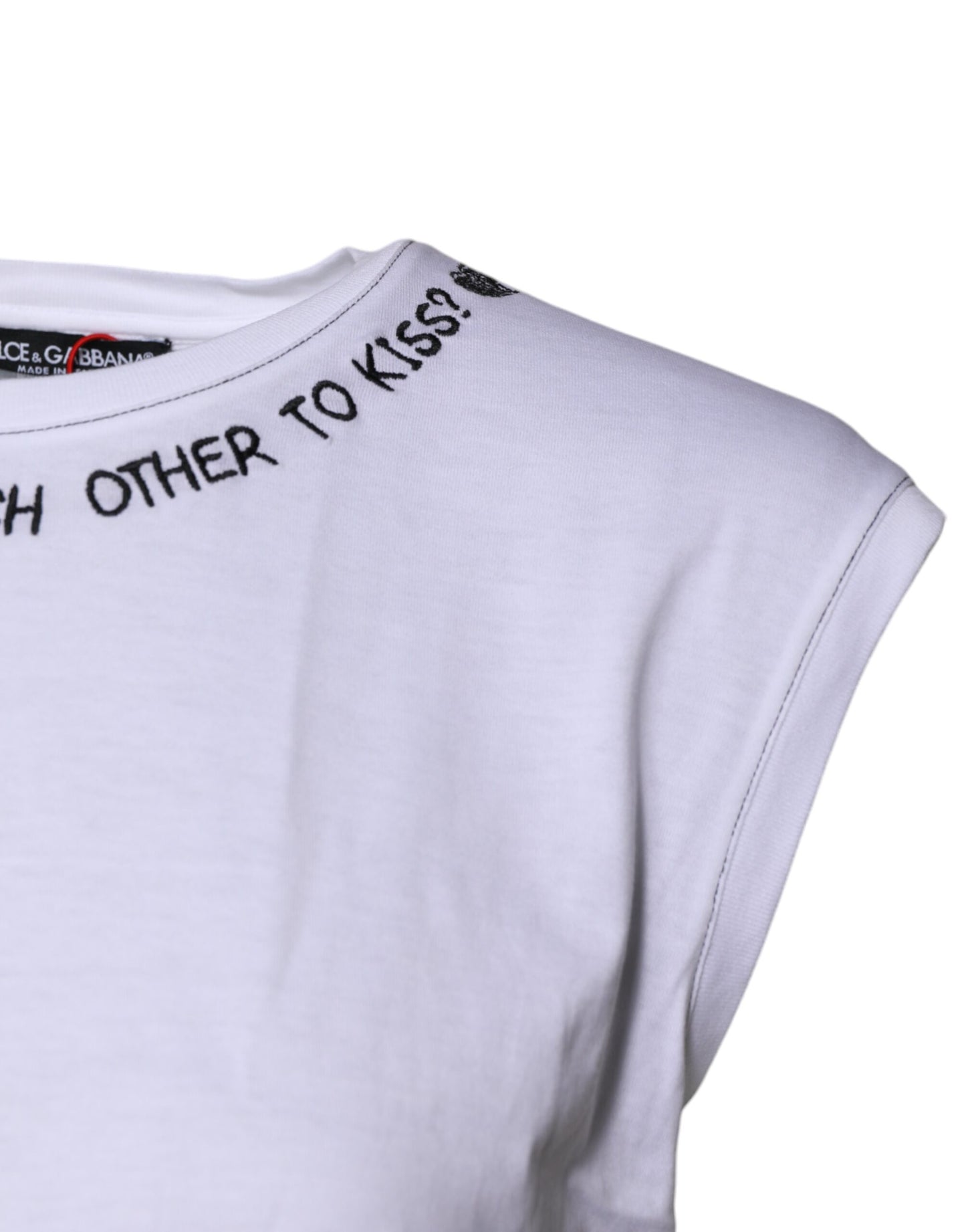 T-shirt débardeur imprimé sans manches en coton blanc Dolce & Gabbana