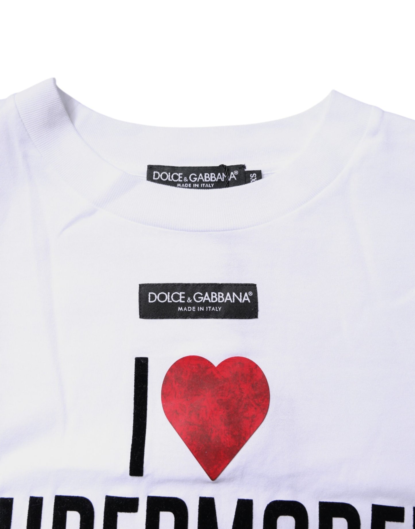 T-shirt col rond imprimé blanc en coton Dolce & Gabbana