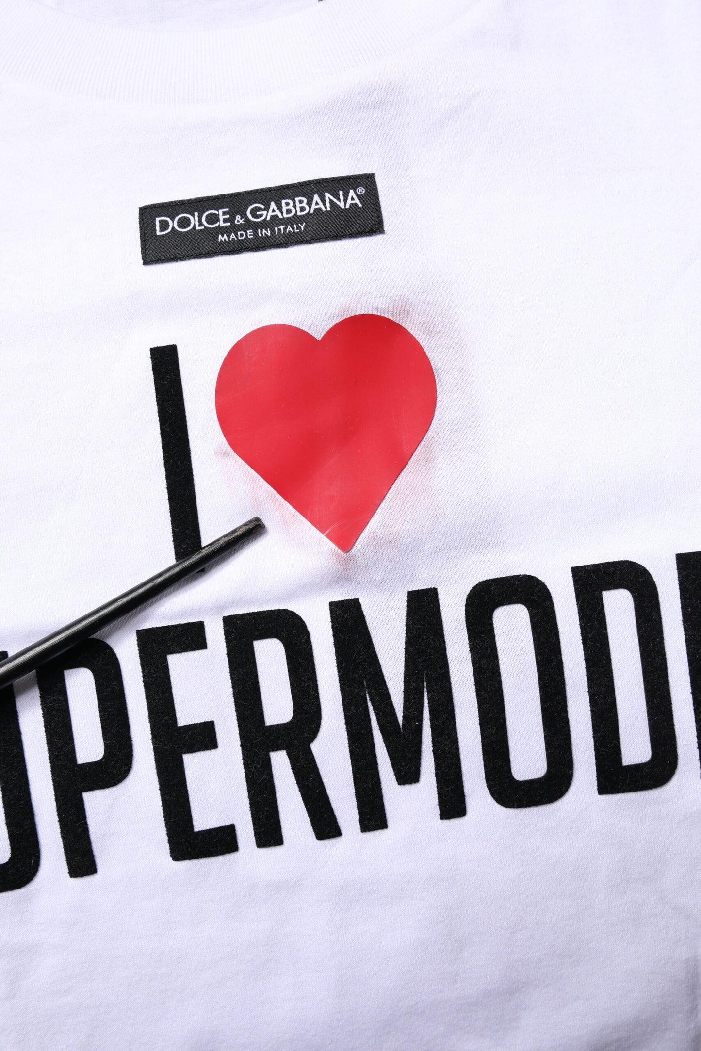 T-shirt col rond imprimé blanc en coton Dolce & Gabbana