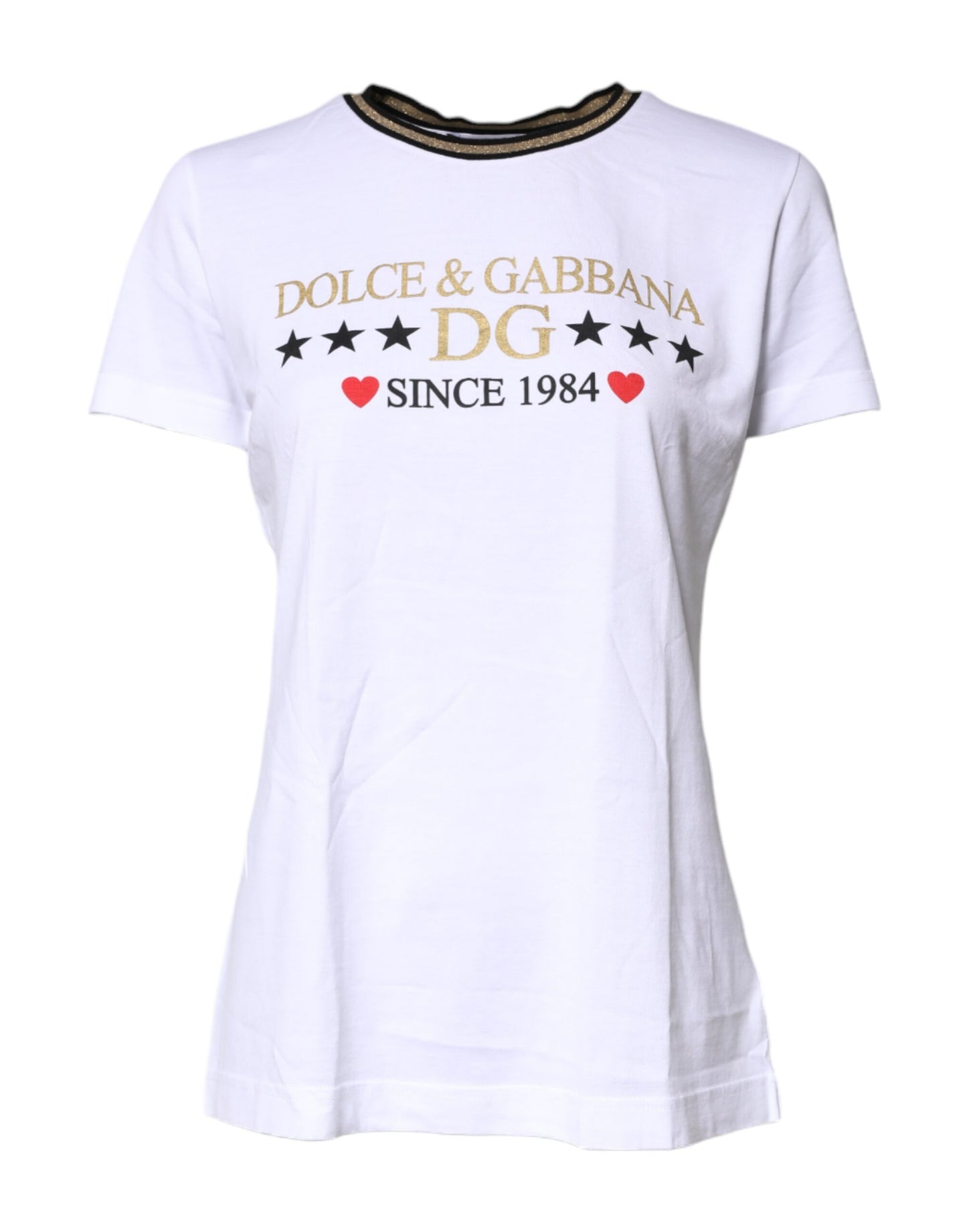 T-shirt col rond imprimé blanc en coton Dolce & Gabbana