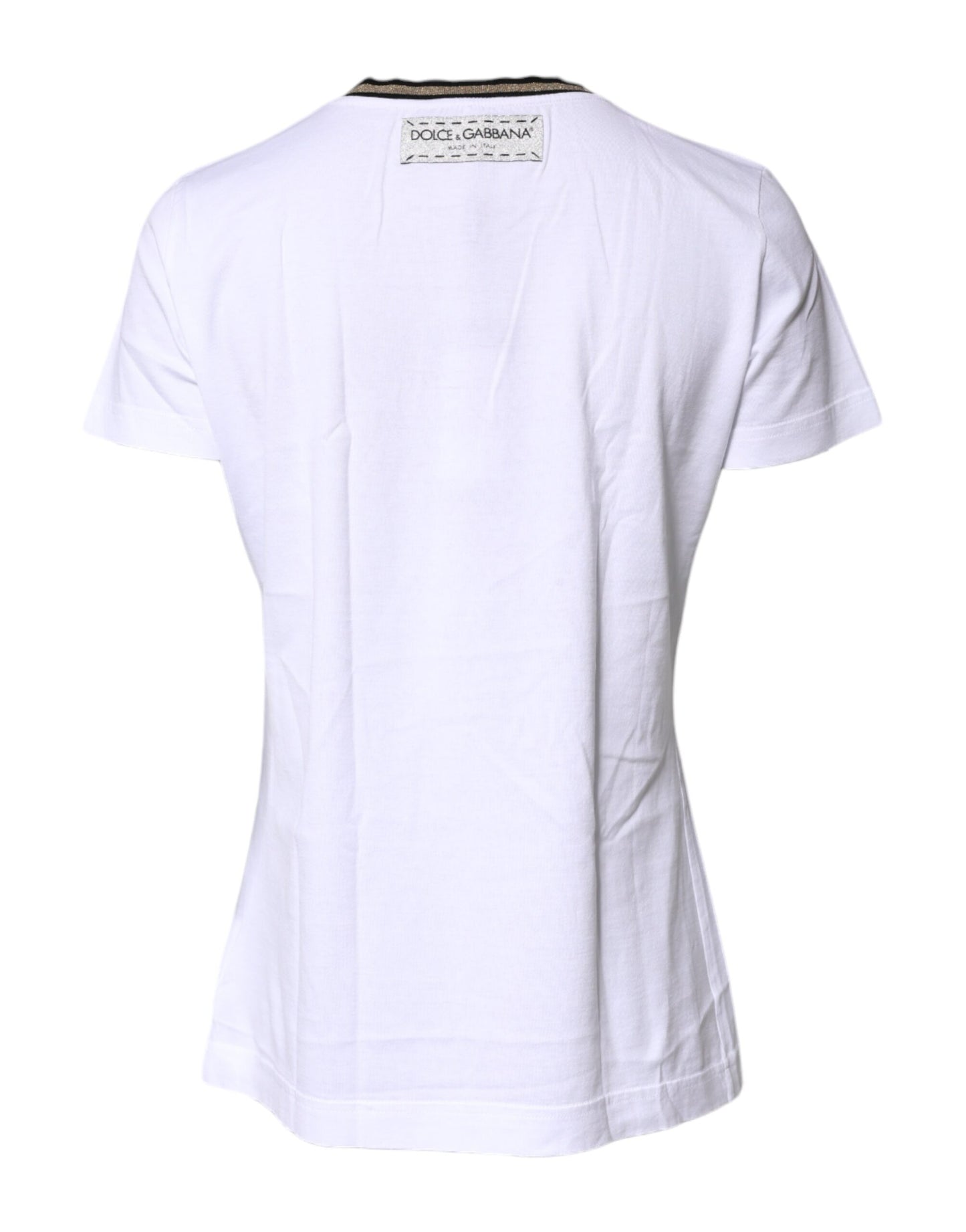 T-shirt col rond imprimé blanc en coton Dolce & Gabbana