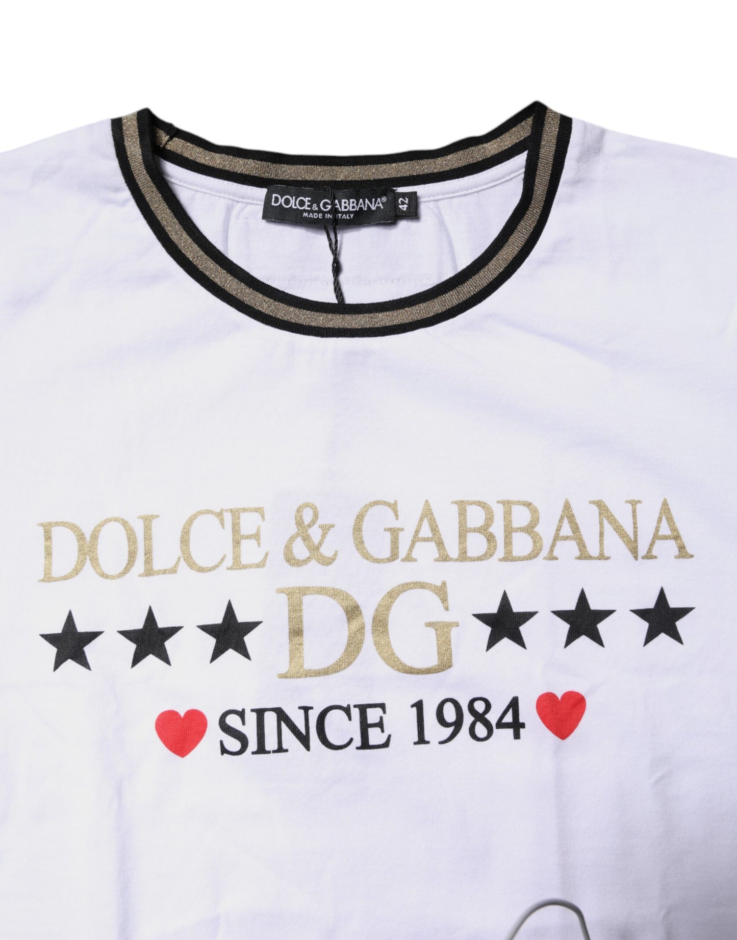 T-shirt col rond imprimé blanc en coton Dolce & Gabbana