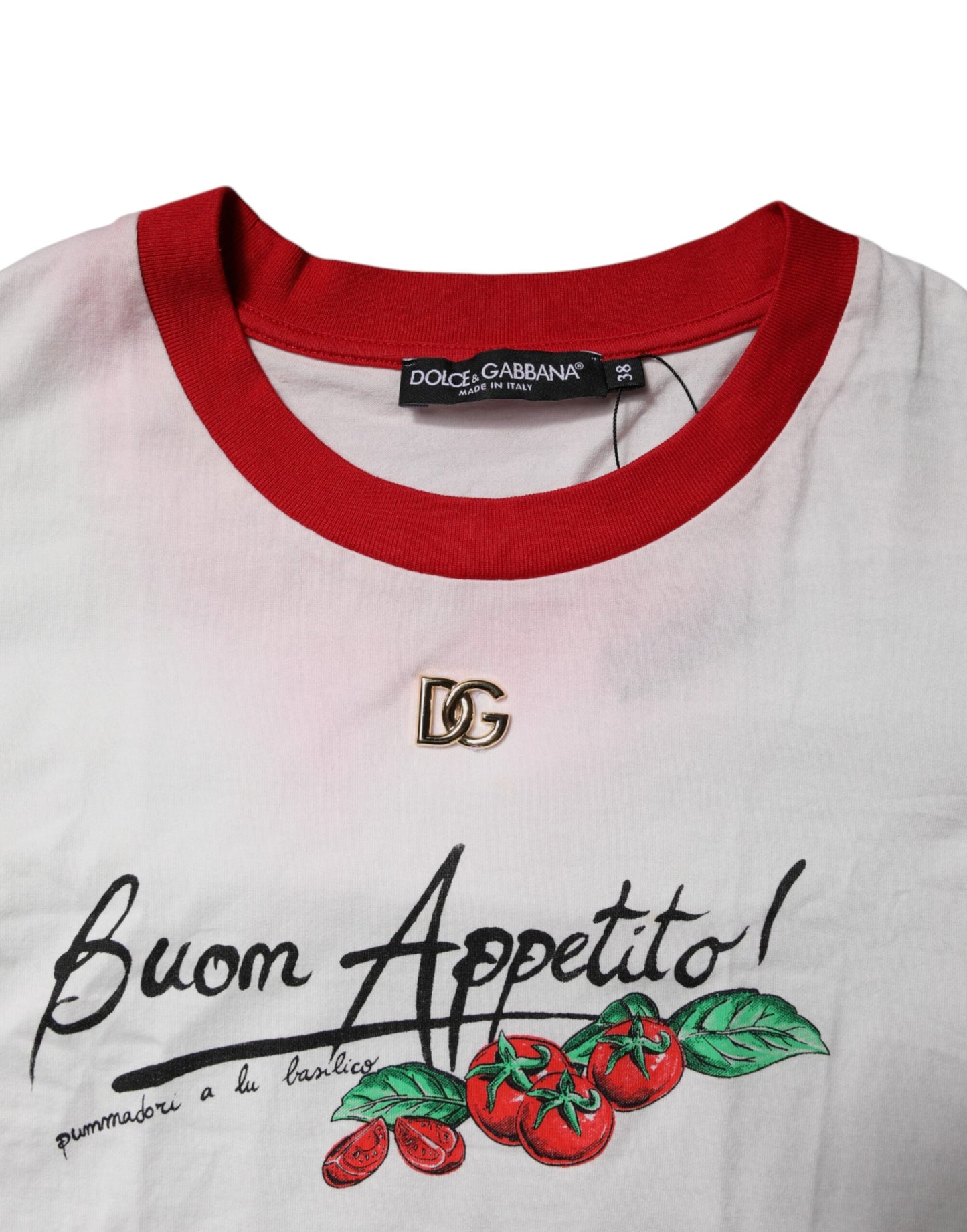 T-shirt court à col rond imprimé blanc Dolce & Gabbana