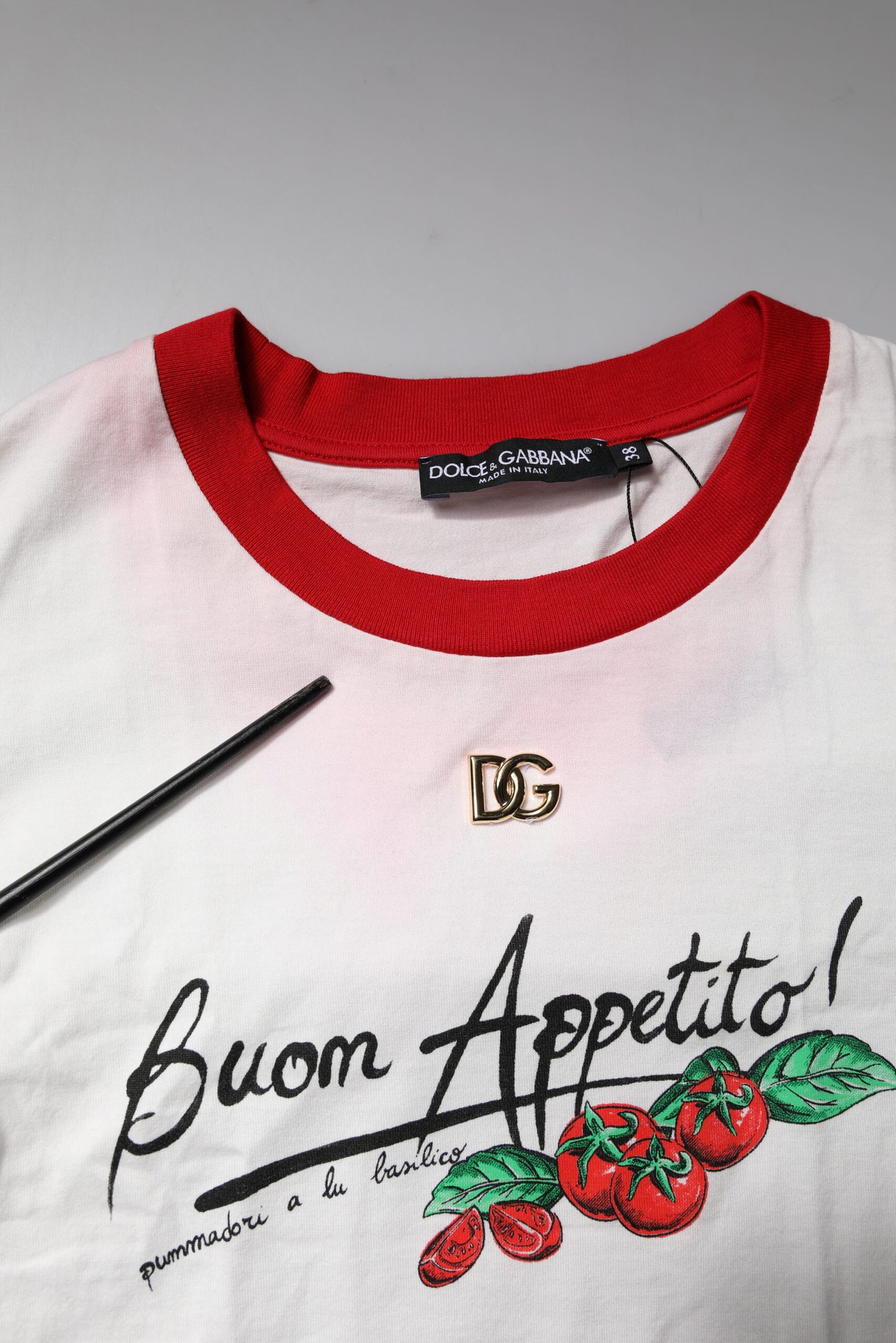 T-shirt court à col rond imprimé blanc Dolce & Gabbana