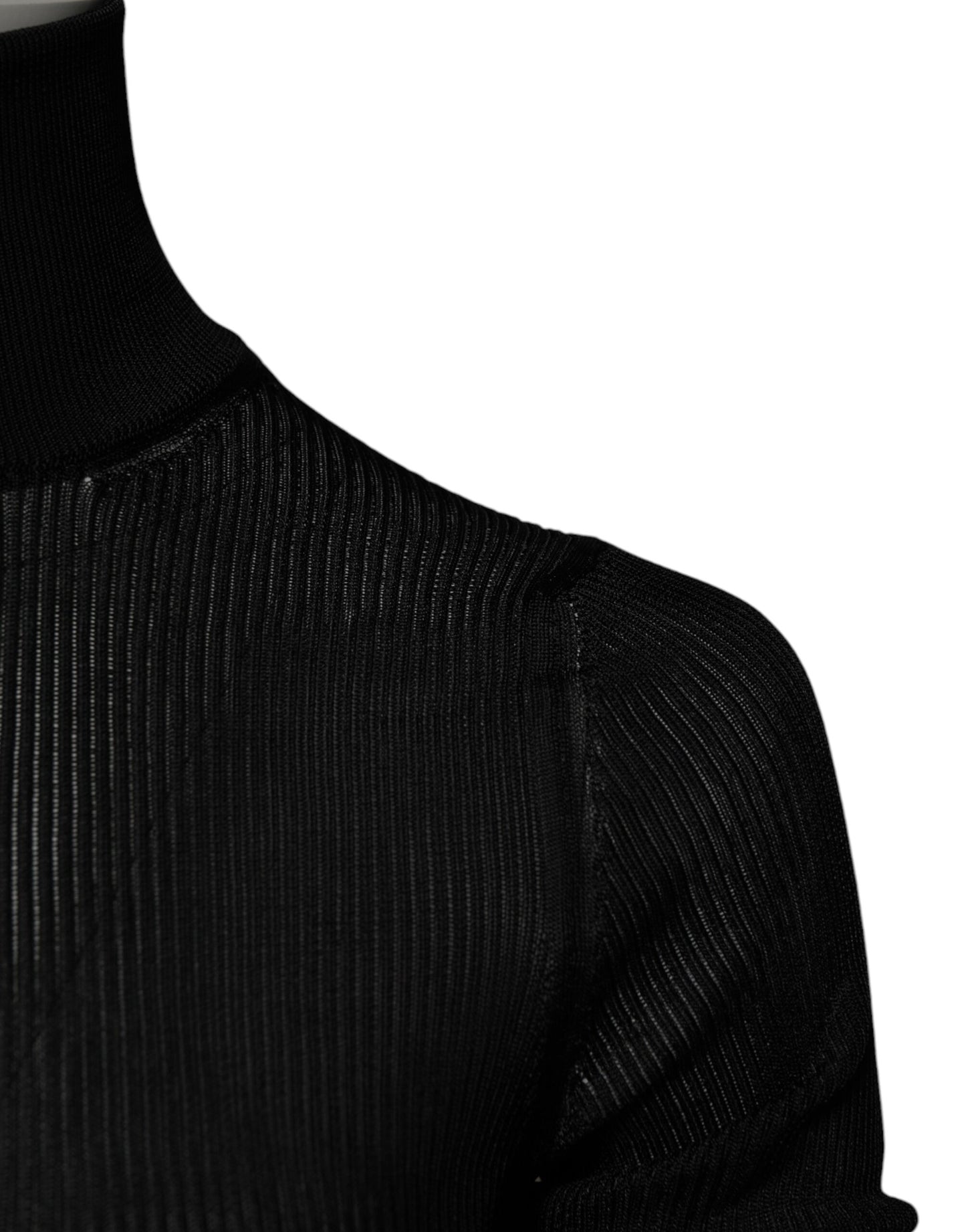 Dolce & Gabbana Haut slim à col roulé et manches longues en tricot noir