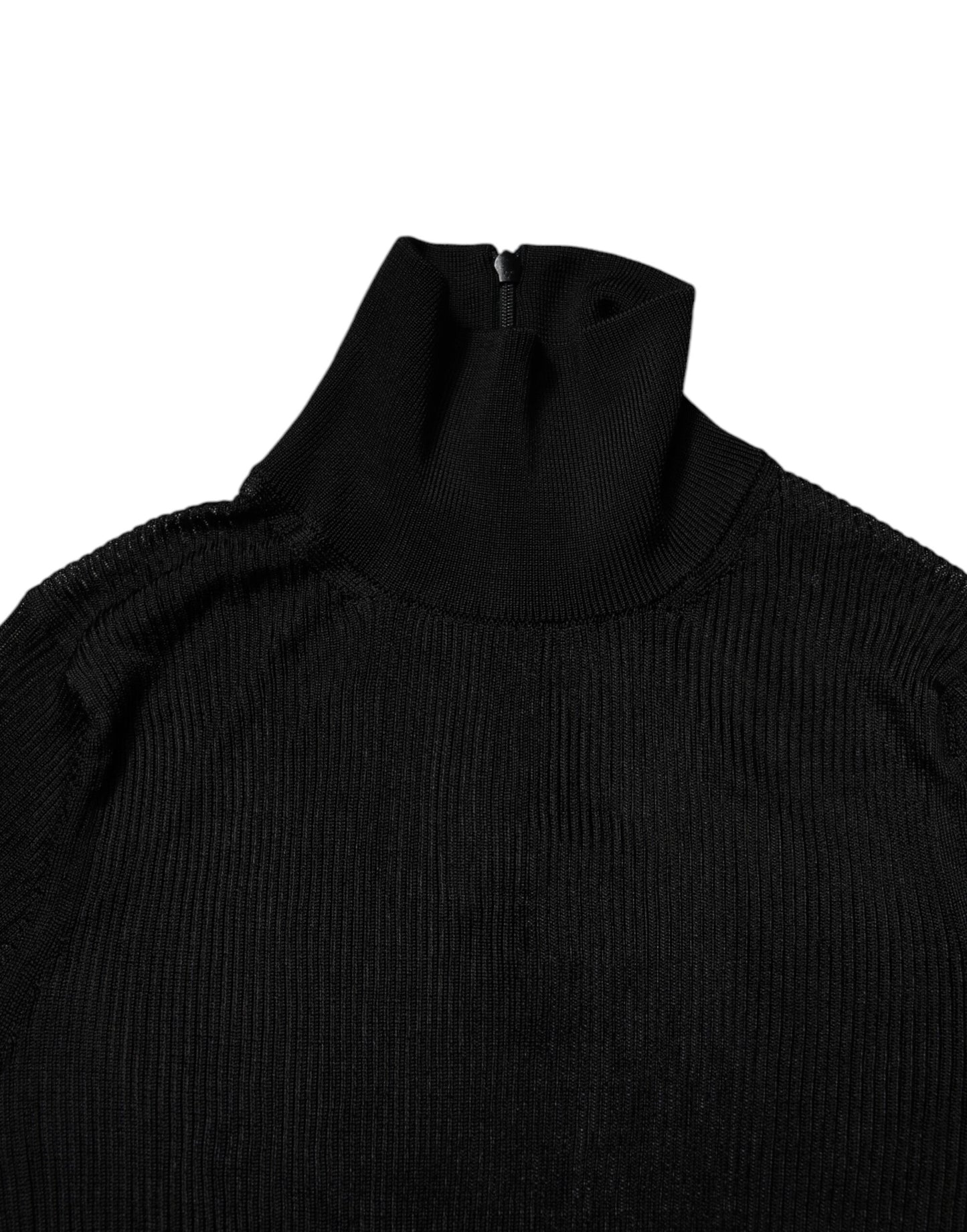 Dolce & Gabbana Haut slim à col roulé et manches longues en tricot noir