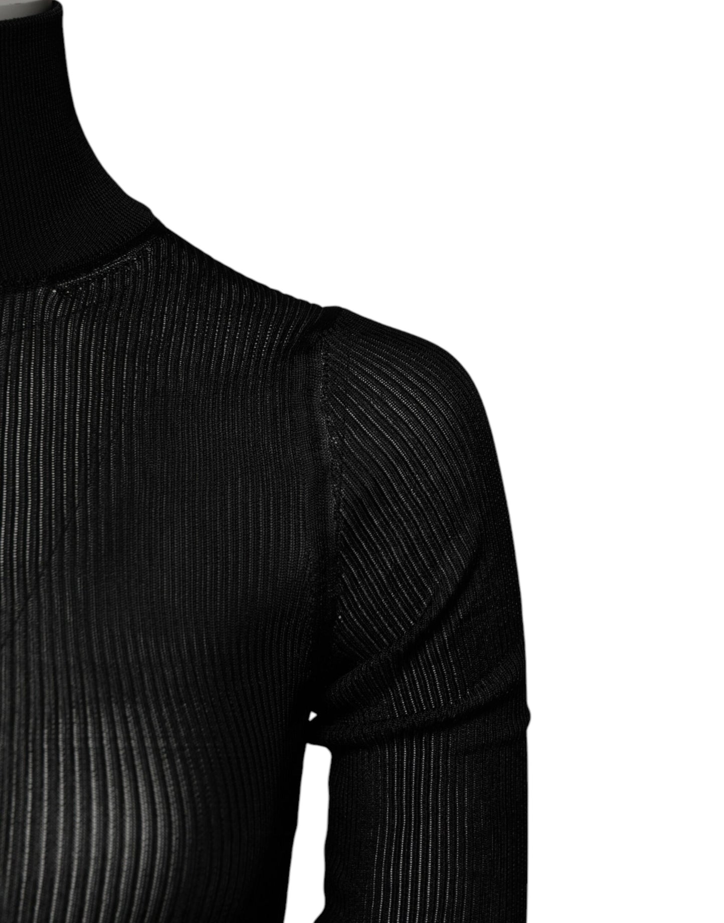 Dolce & Gabbana Haut slim à col roulé et manches longues en tricot noir