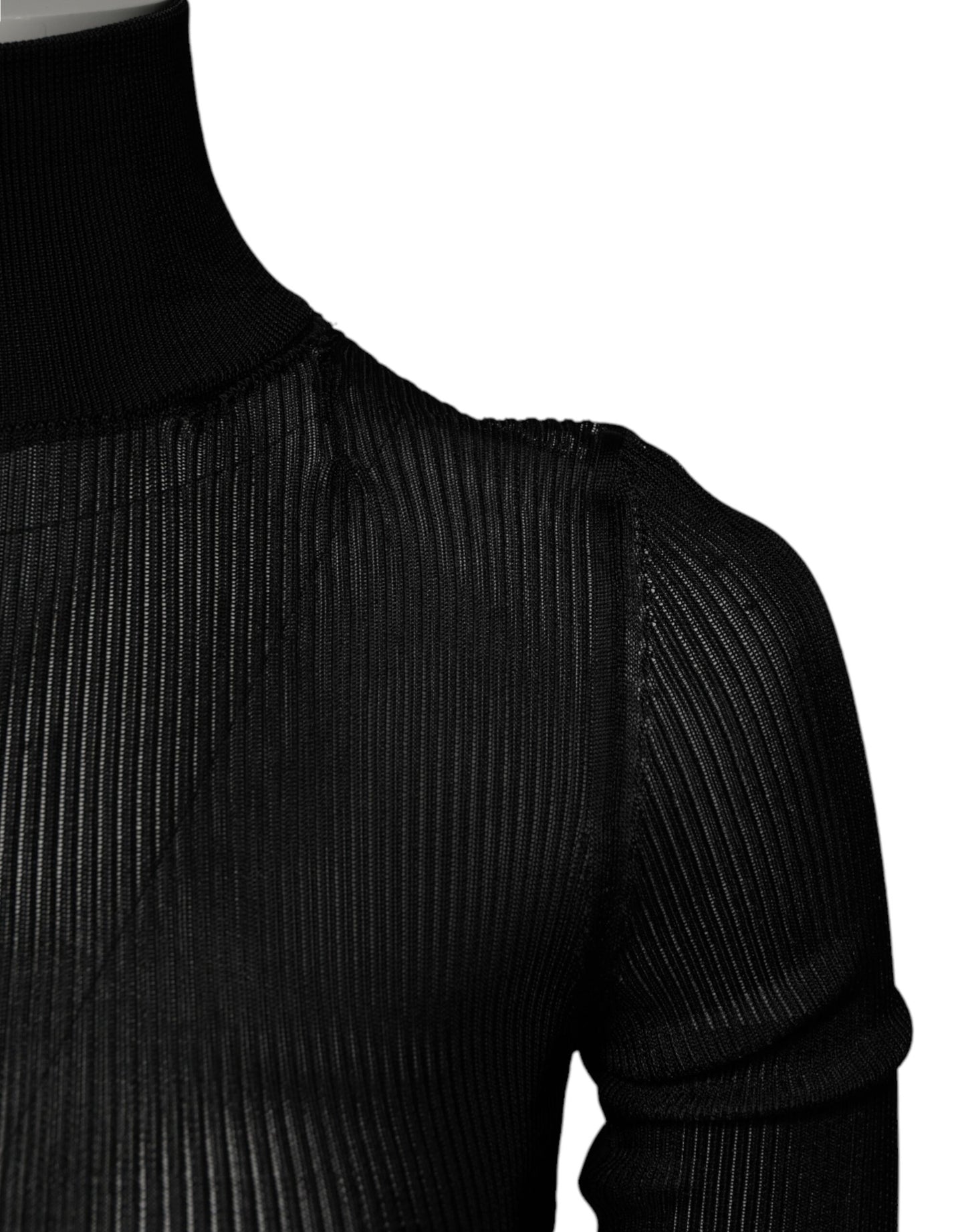 Dolce & Gabbana Haut slim à col roulé et manches longues en tricot noir