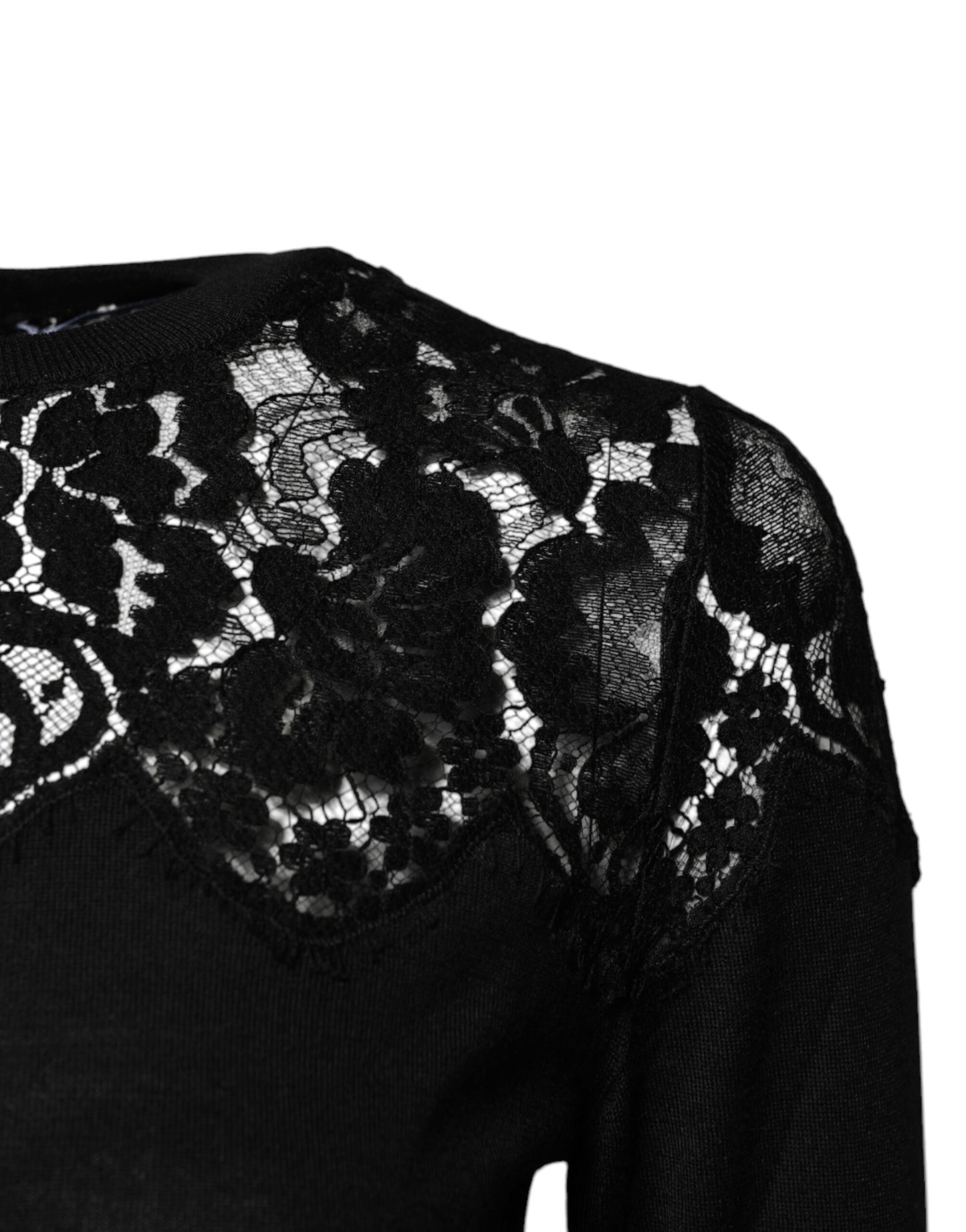 Dolce & Gabbana Black Floral Lace Long Sleeves Blouse Top by Dolce & Gabbana