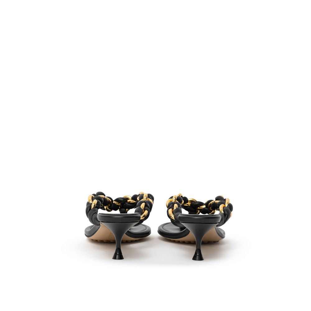 Bottega Veneta Black Leather Flip Flop Sandal