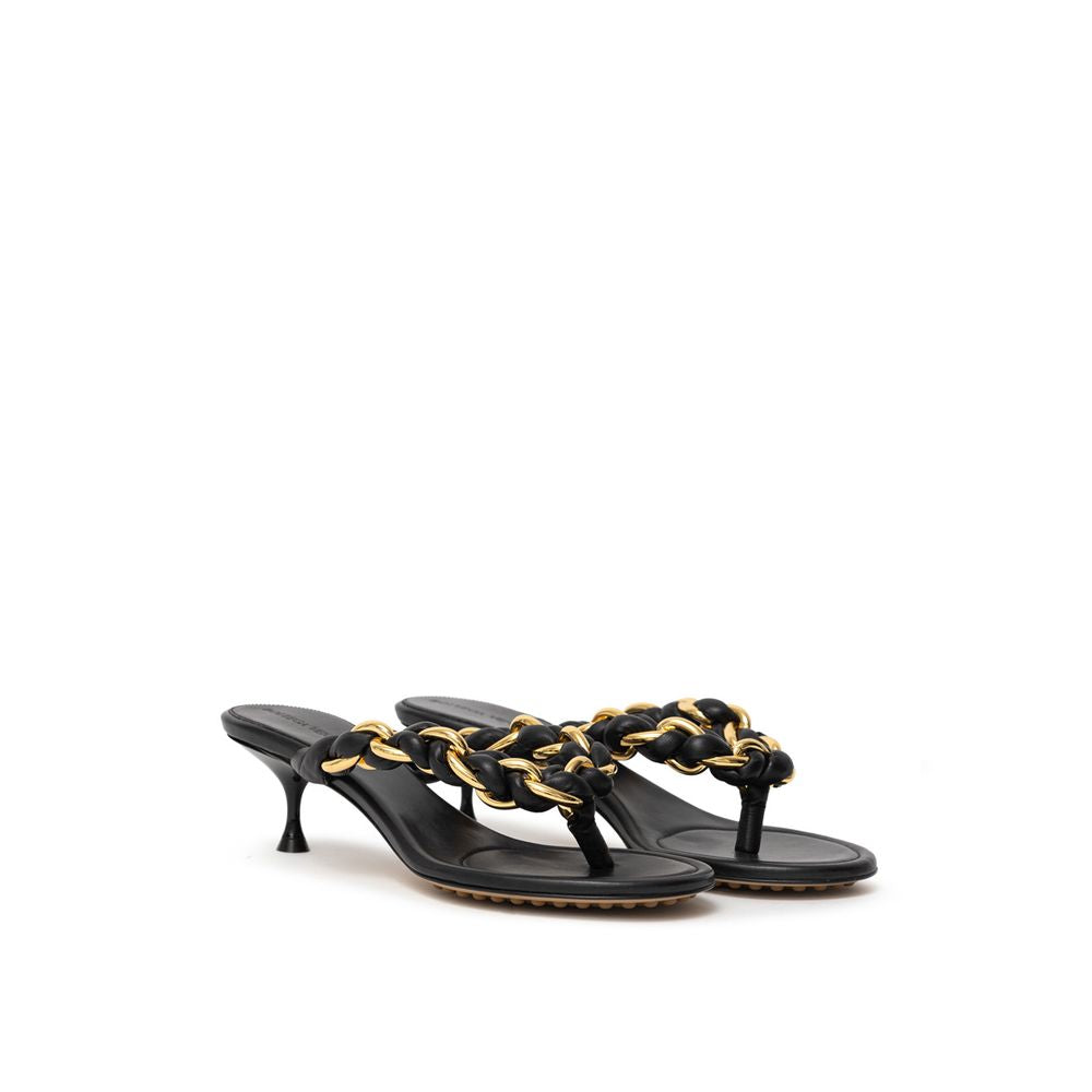 Bottega Veneta Black Leather Flip Flop Sandal