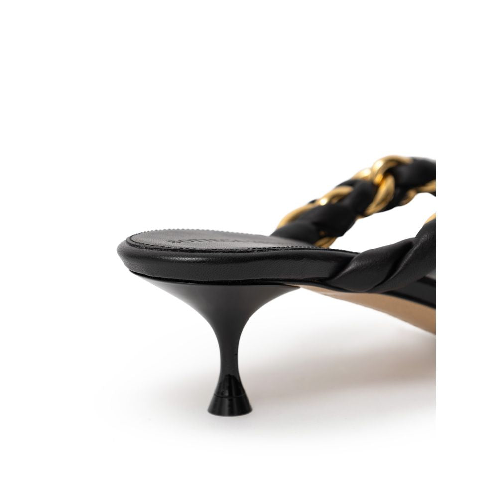 Bottega Veneta Black Leather Flip Flop Sandal