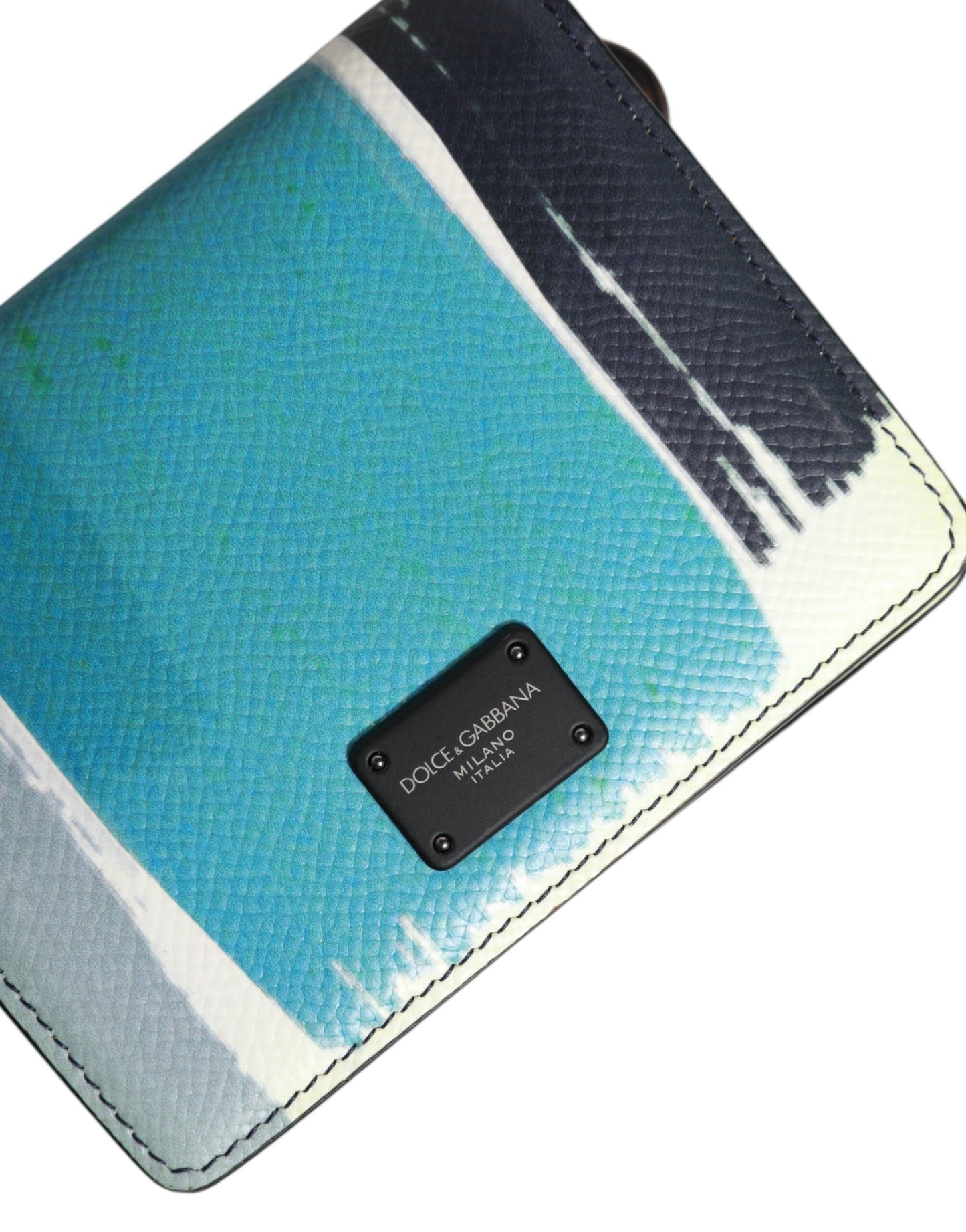 Portefeuille porte-cartes à deux volets en cuir multicolore Dolce & Gabbana avec logo DG