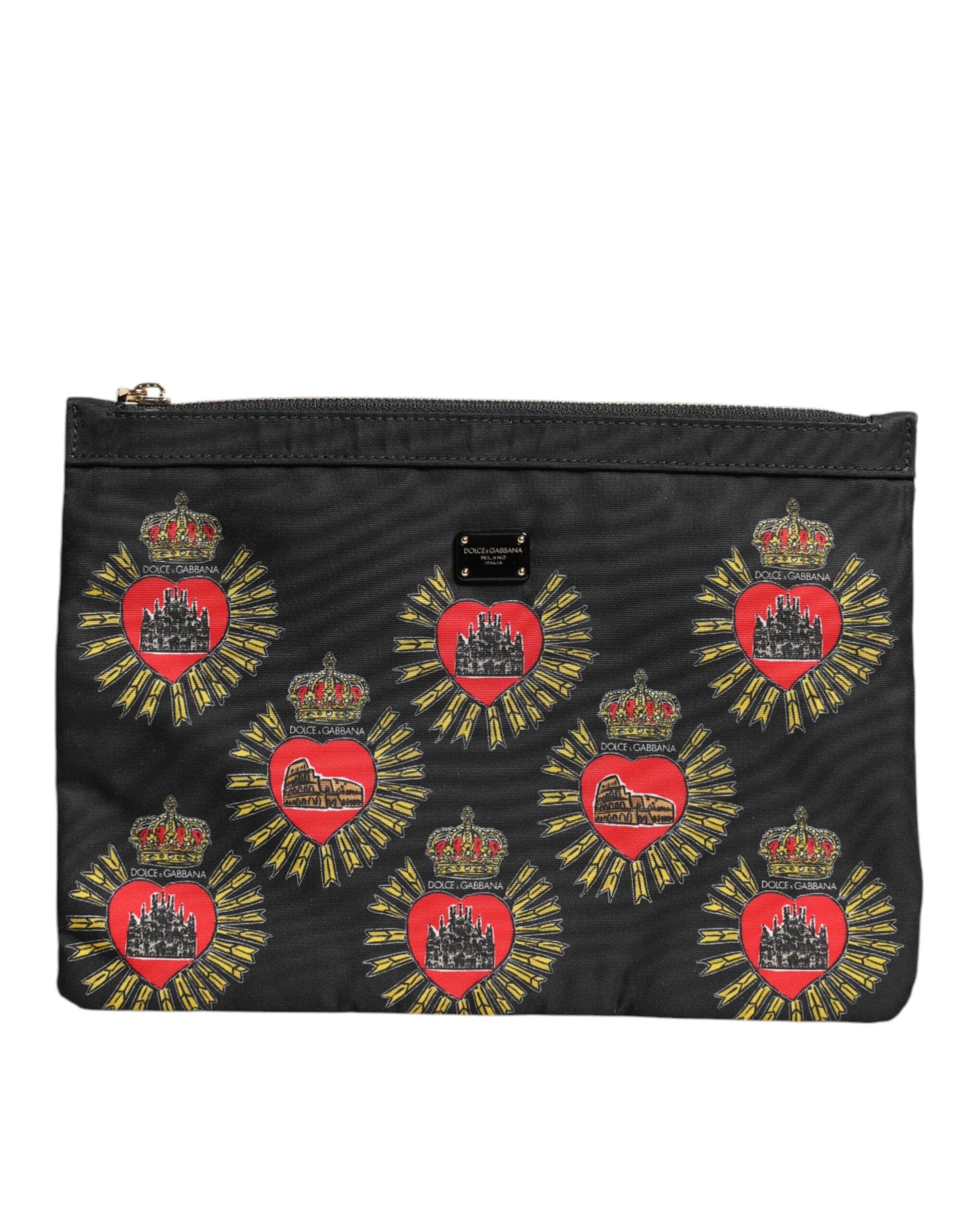 Pochette Sacred Heart en nylon noir et rouge Dolce & Gabbana