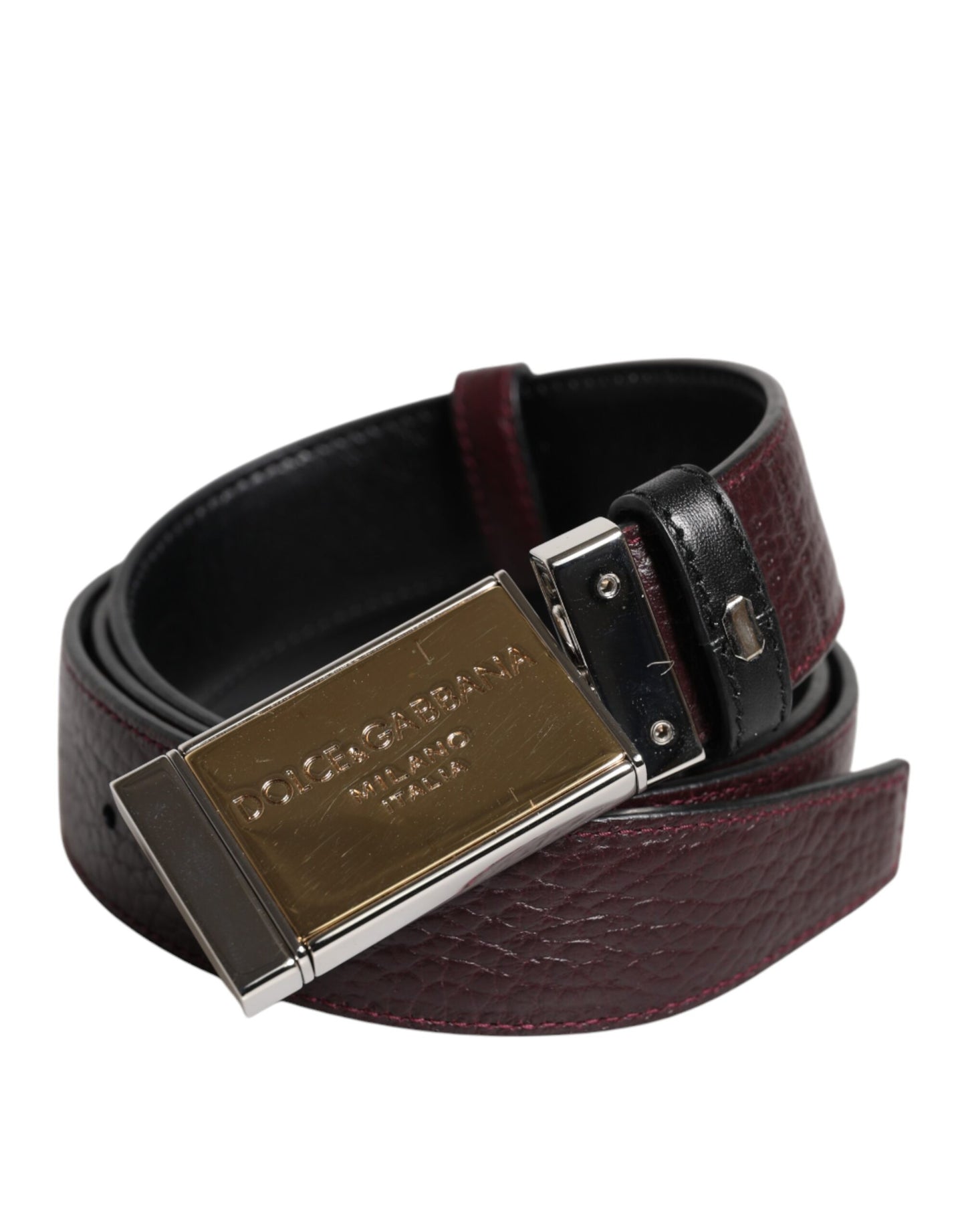 Ceinture réversible Dolce & Gabbana en cuir noir et marron avec boucle en métal