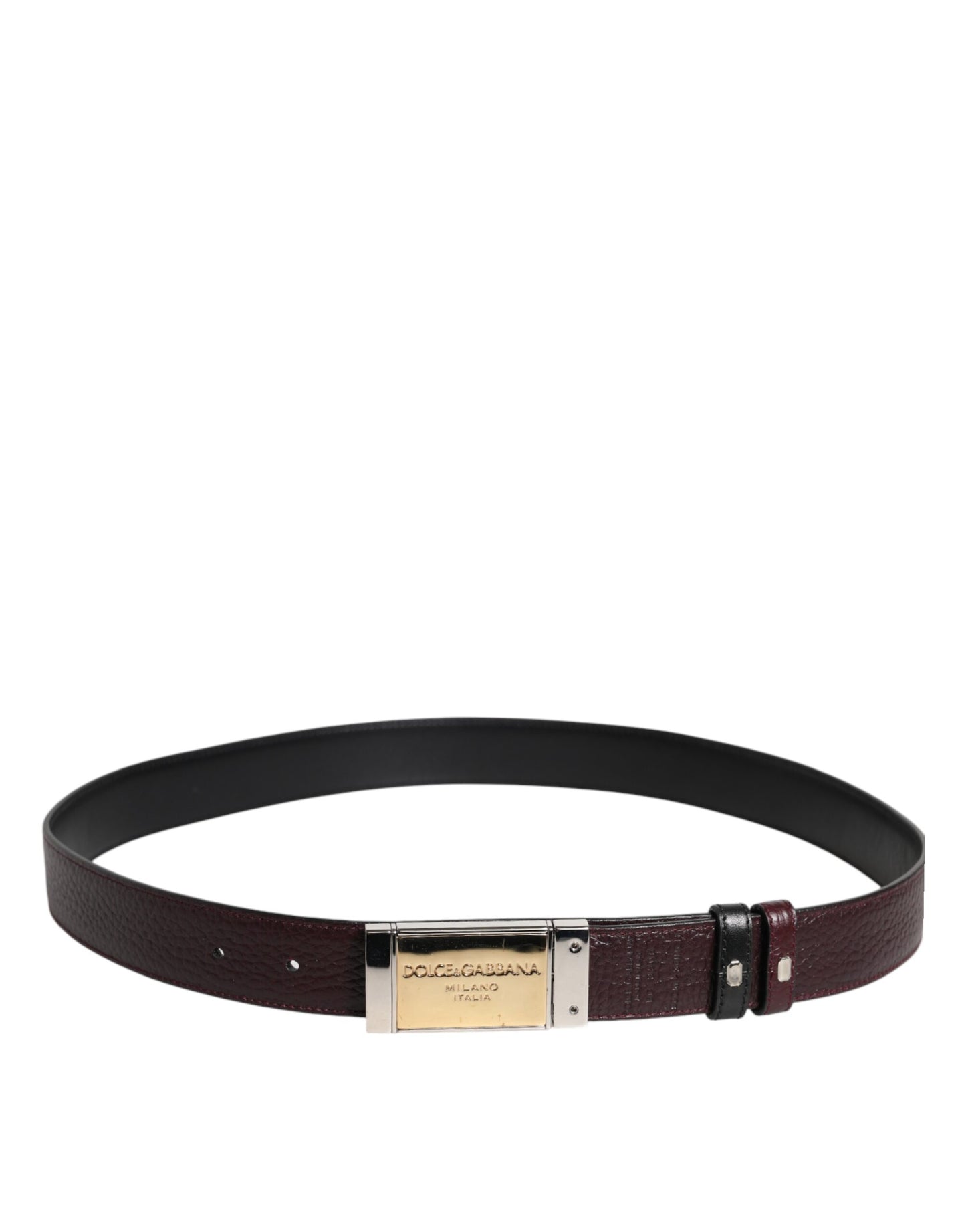 Ceinture réversible Dolce & Gabbana en cuir noir et marron avec boucle en métal