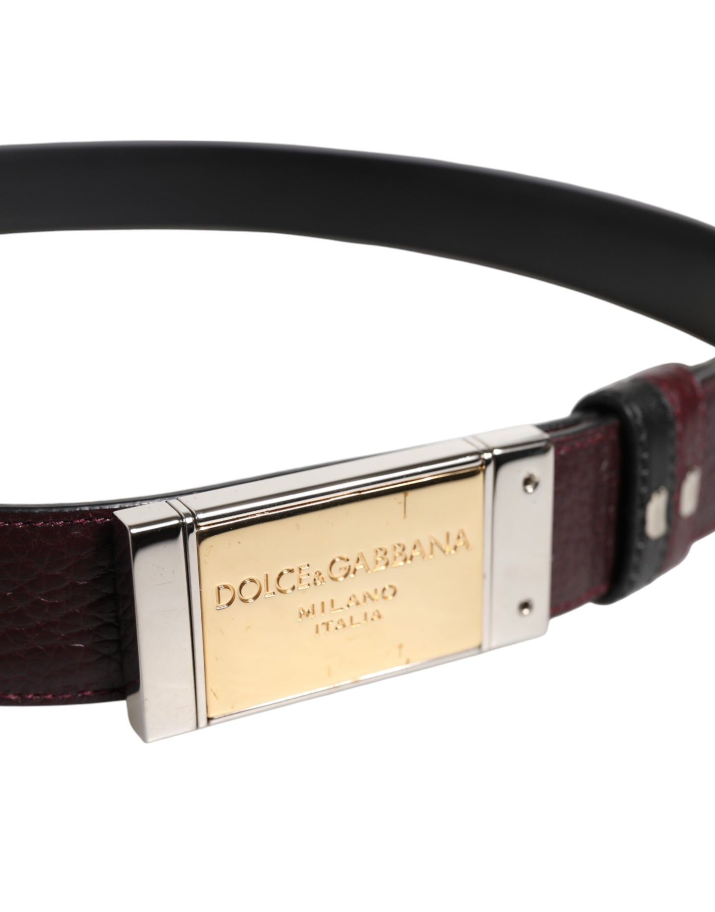 Ceinture réversible Dolce & Gabbana en cuir noir et marron avec boucle en métal