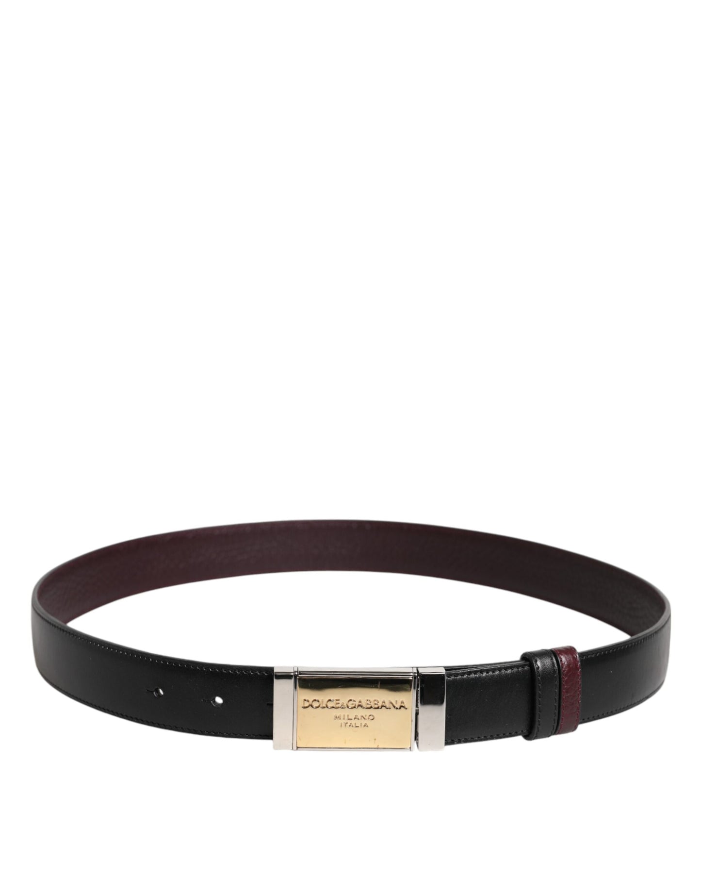Ceinture réversible Dolce & Gabbana en cuir noir et marron avec boucle en métal