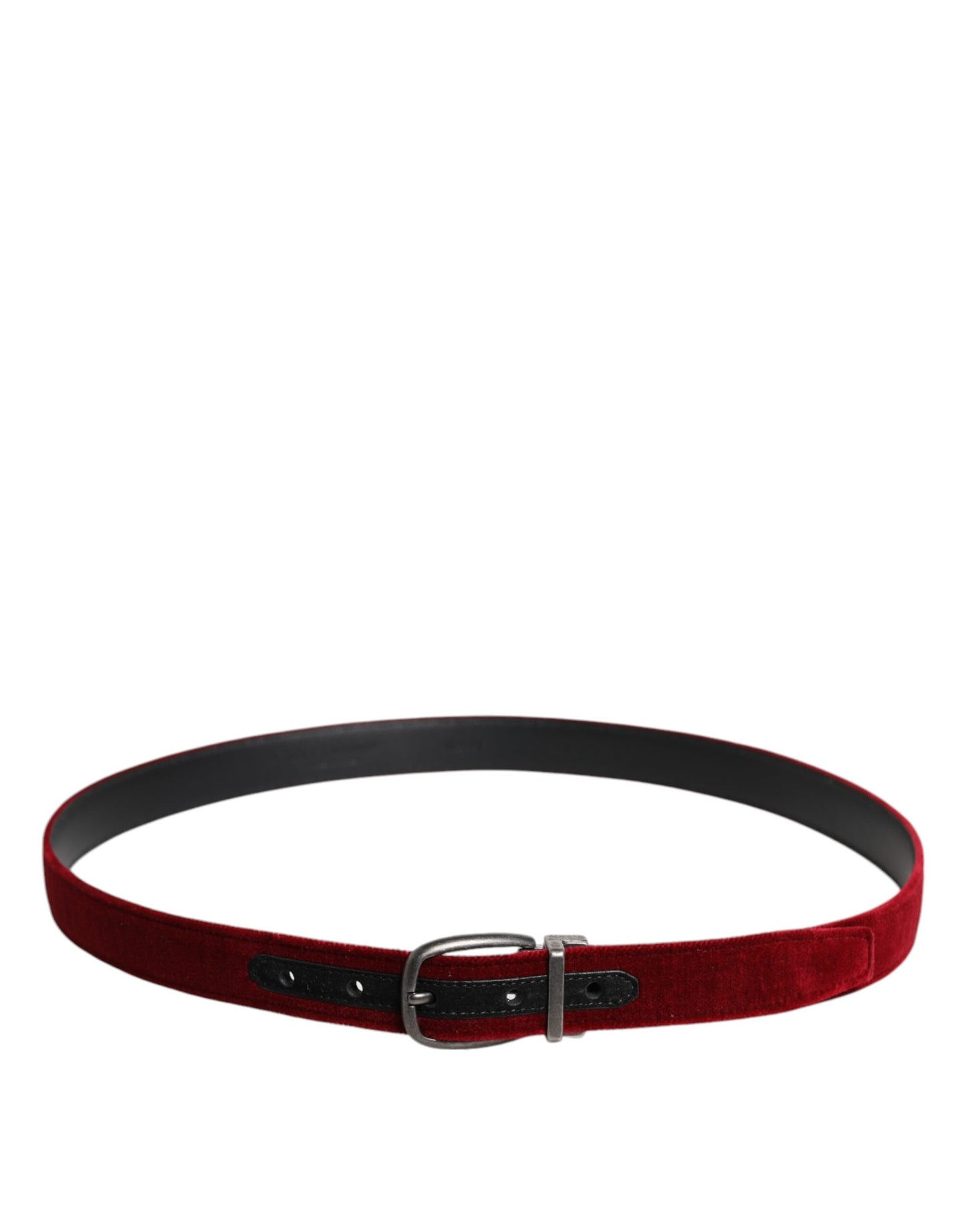 Ceinture Dolce & Gabbana en velours rouge avec boucle en métal noir et logo