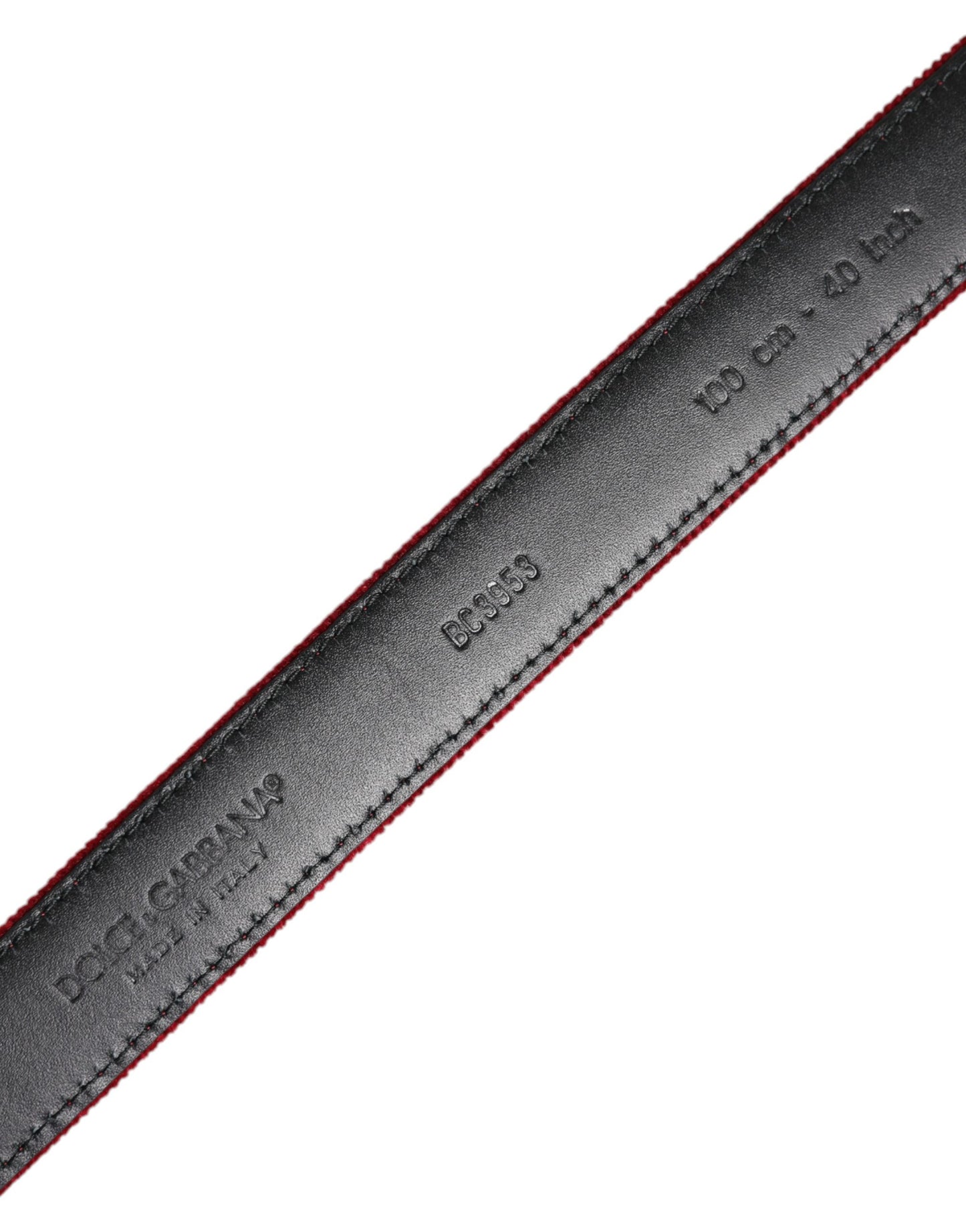 Ceinture Dolce & Gabbana en velours rouge avec boucle en métal noir et logo
