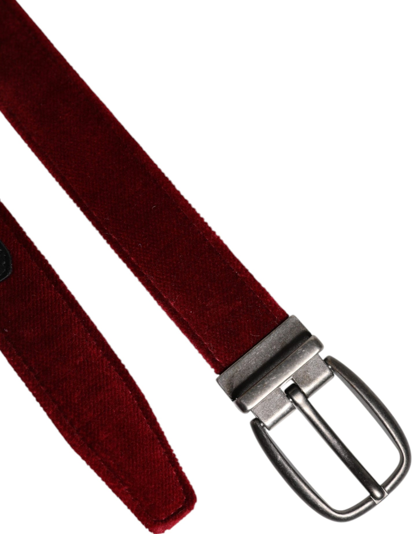 Ceinture Dolce & Gabbana en velours rouge avec boucle en métal noir et logo