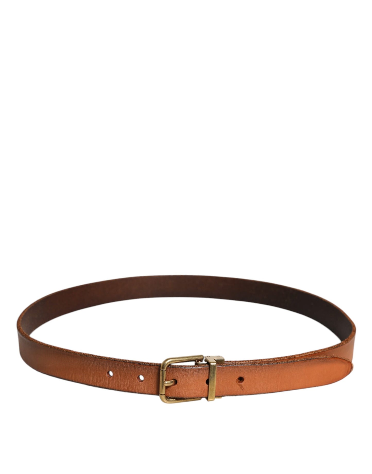 Ceinture Dolce & Gabbana en cuir marron avec boucle en métal doré