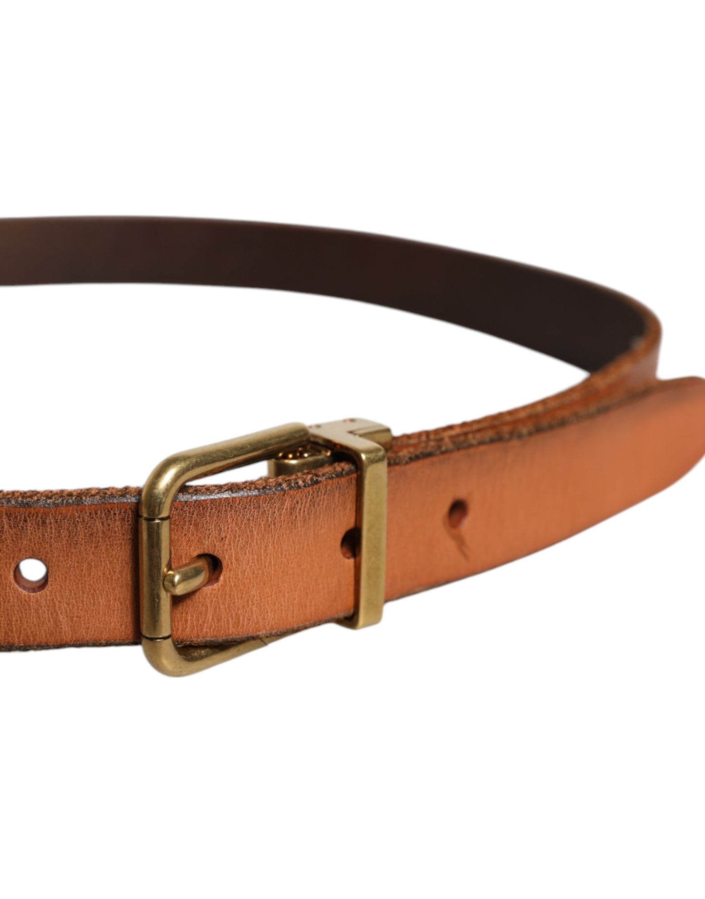 Ceinture Dolce & Gabbana en cuir marron avec boucle en métal doré