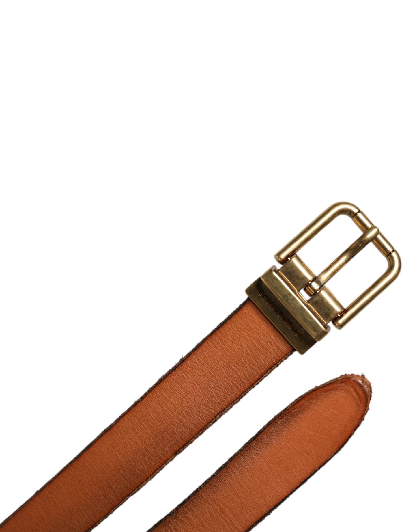 Ceinture Dolce & Gabbana en cuir marron avec boucle en métal doré