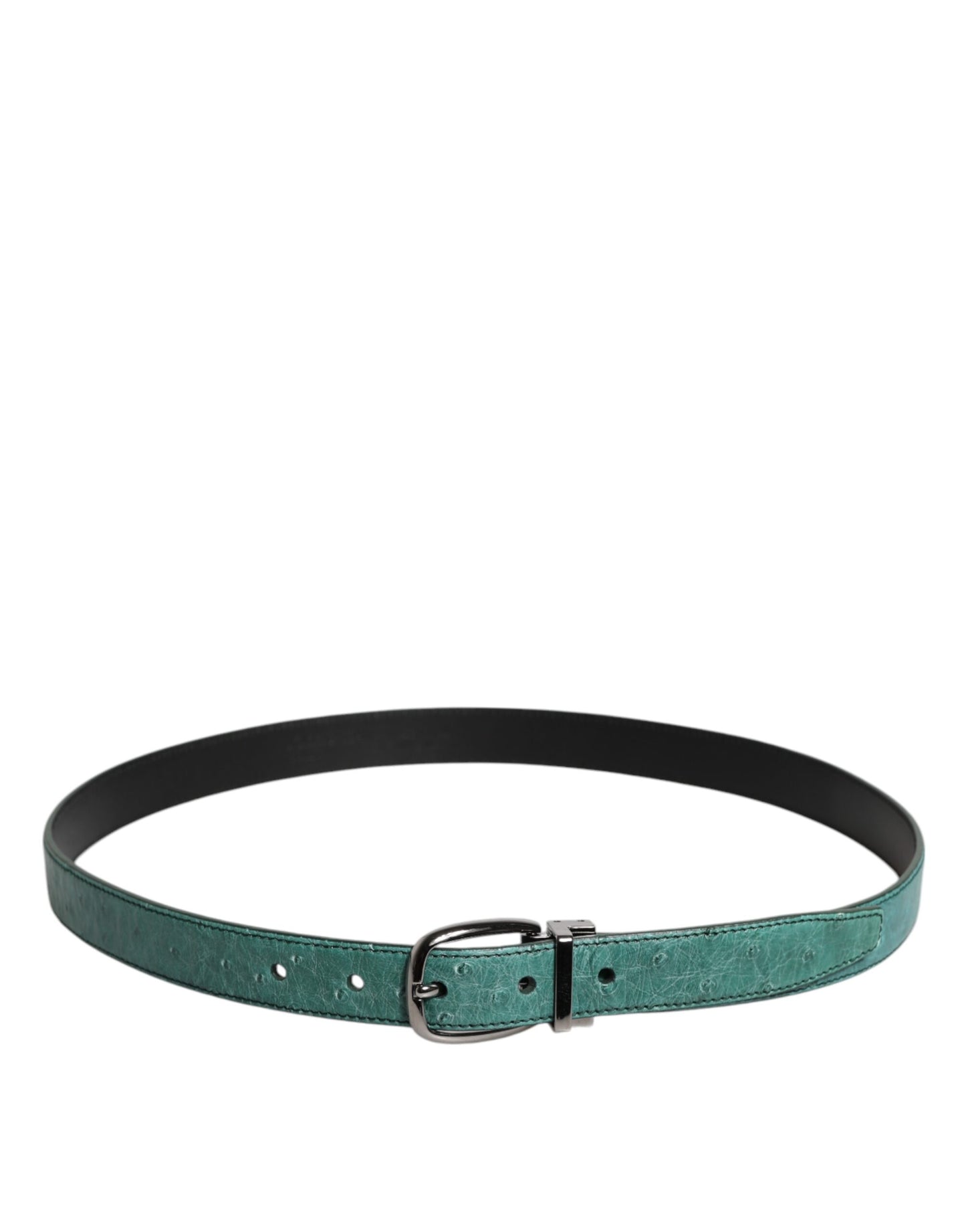 Ceinture Dolce & Gabbana en cuir vert avec boucle en métal argenté