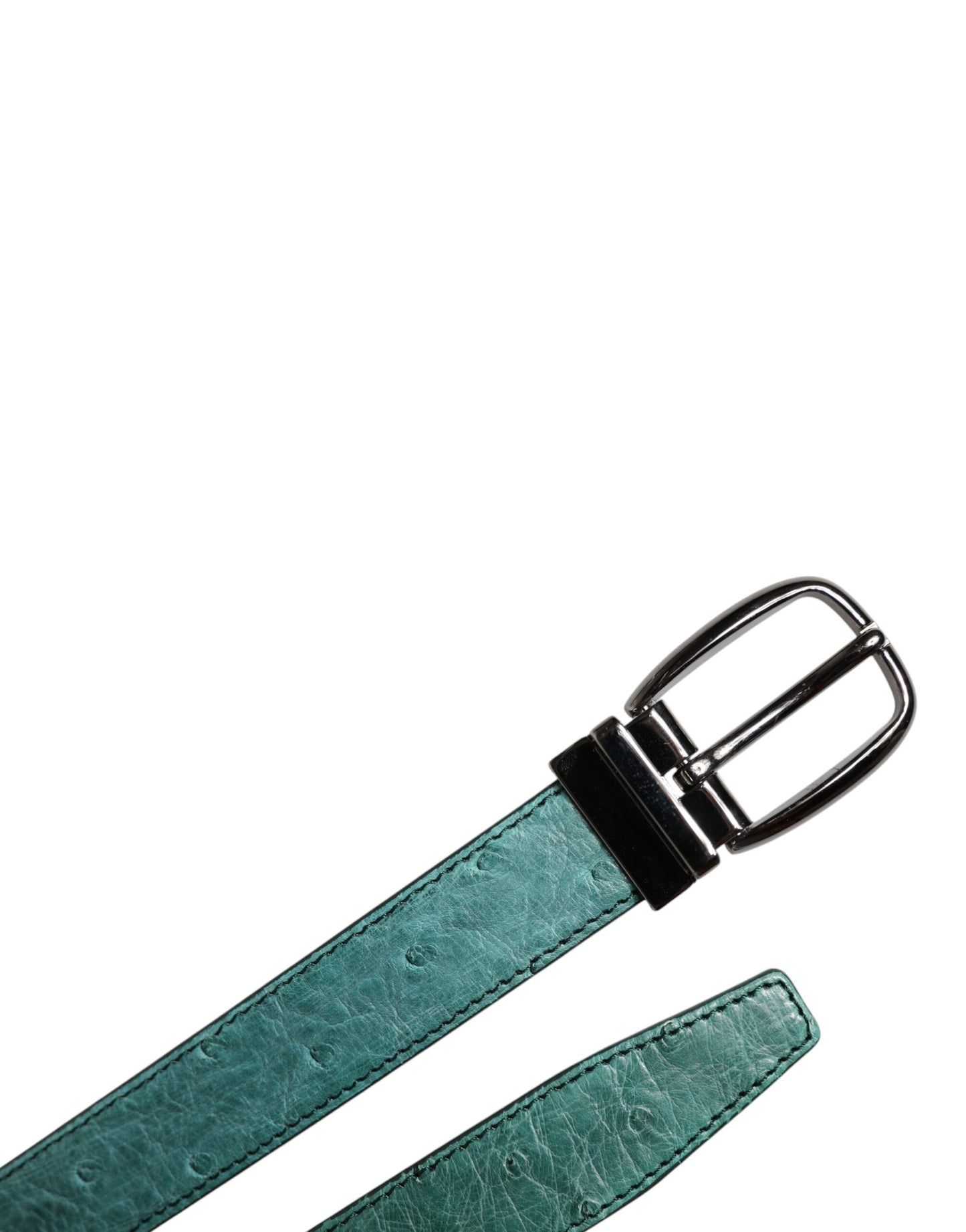 Ceinture Dolce & Gabbana en cuir vert avec boucle en métal argenté