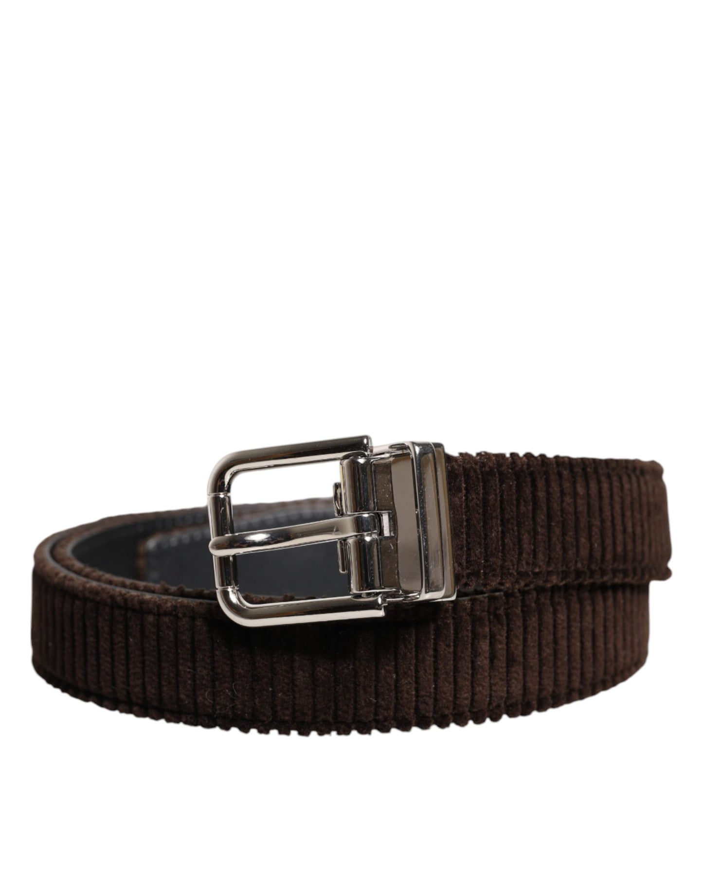 Ceinture classique Dolce & Gabbana en velours marron avec boucle en métal