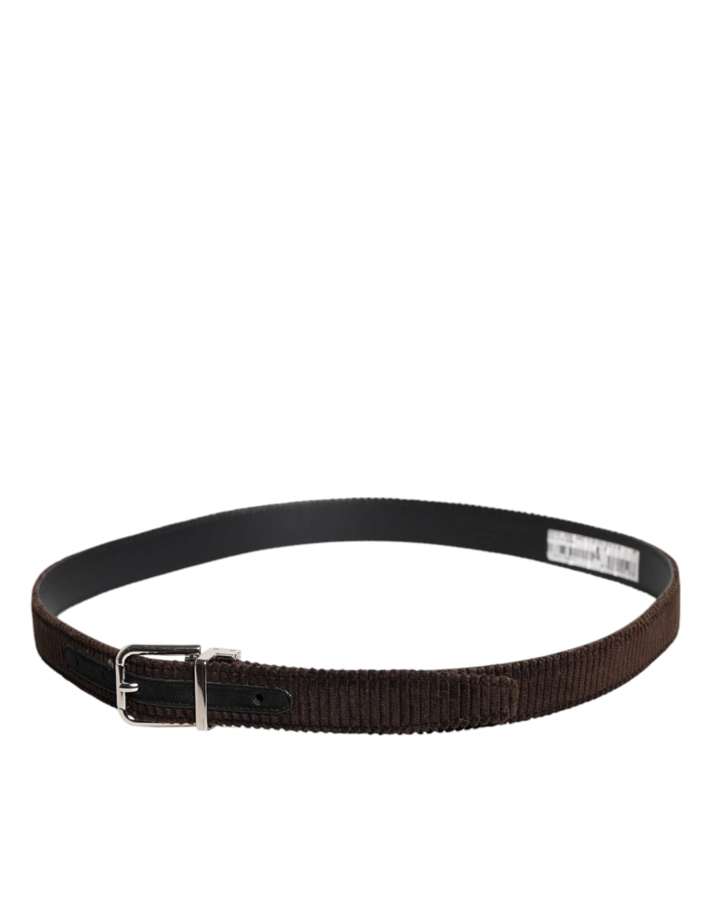 Ceinture classique Dolce & Gabbana en velours marron avec boucle en métal