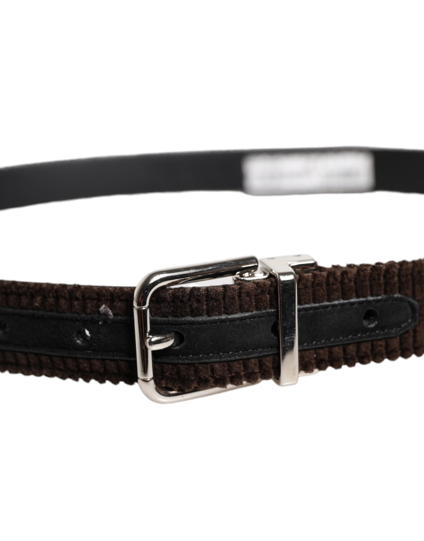 Ceinture classique Dolce & Gabbana en velours marron avec boucle en métal