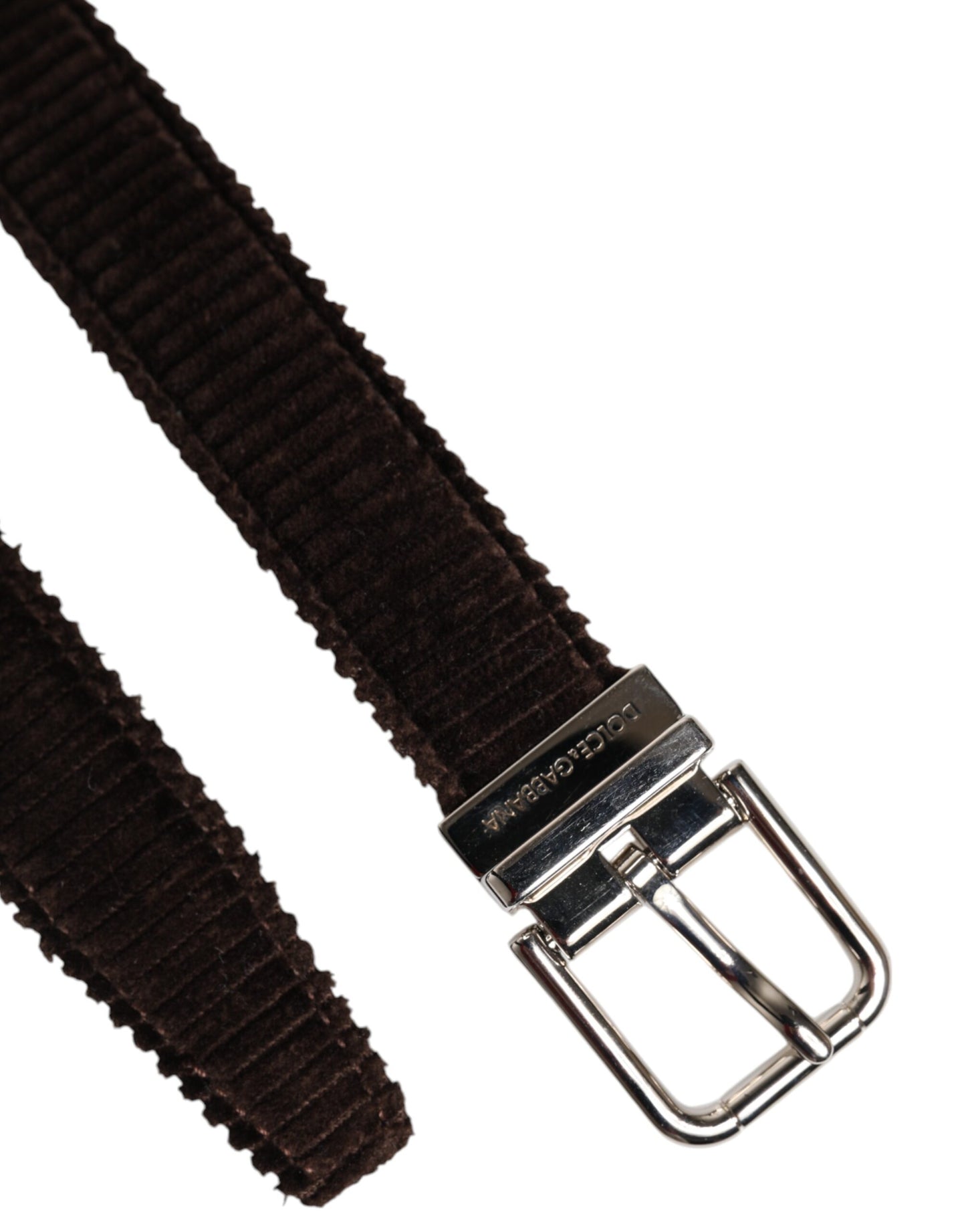Ceinture classique Dolce & Gabbana en velours marron avec boucle en métal
