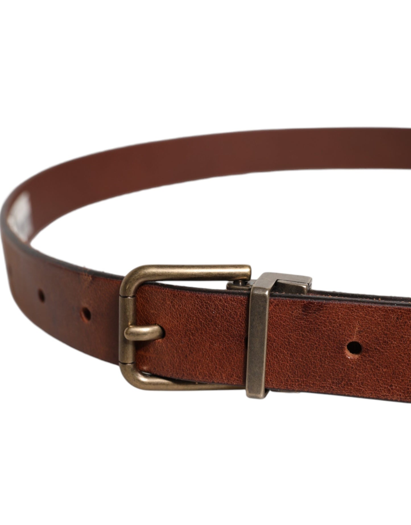 Ceinture classique Dolce & Gabbana en cuir marron avec boucle en métal