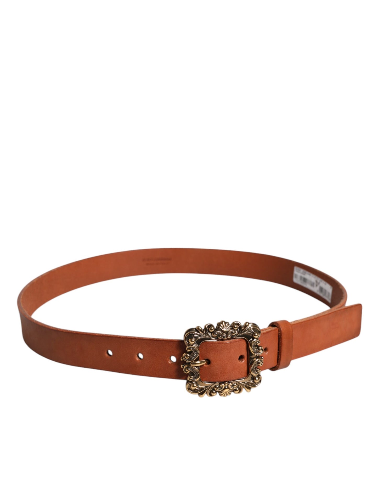 Ceinture Dolce & Gabbana en cuir marron avec boucle baroque en métal doré