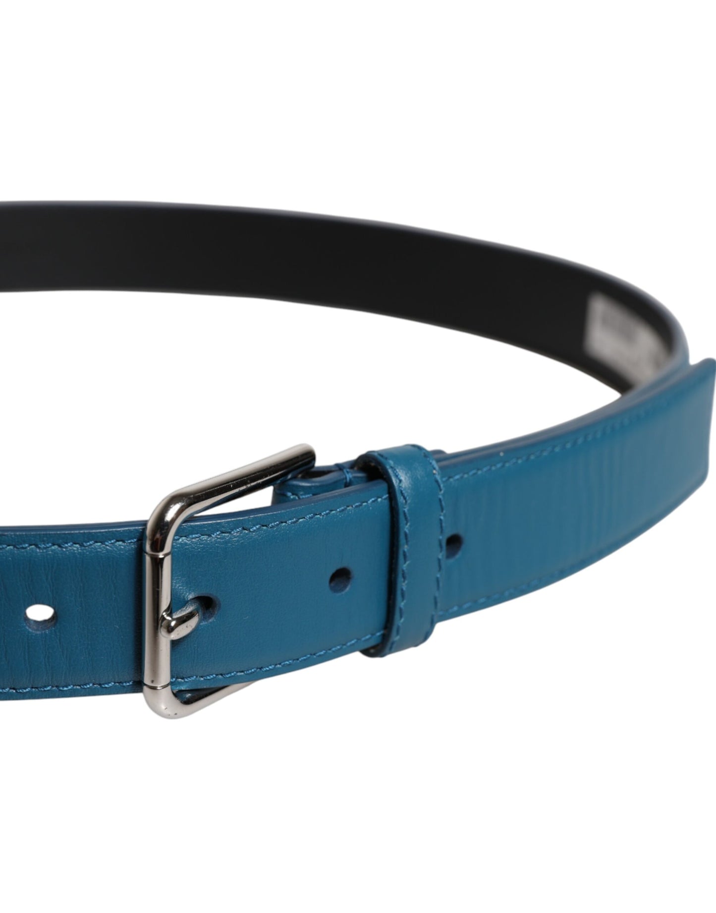 Ceinture Dolce & Gabbana en cuir bleu beige avec boucle en métal tressé