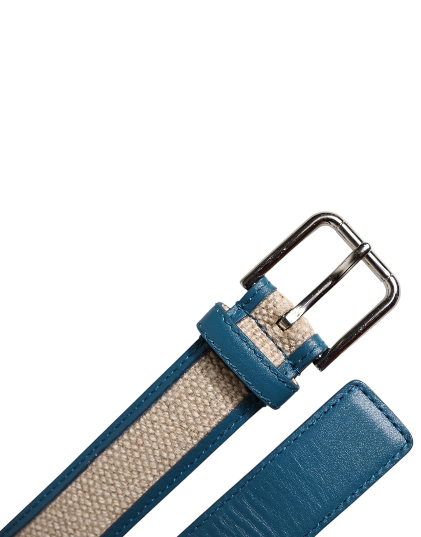 Ceinture Dolce & Gabbana en cuir bleu beige avec boucle en métal tressé