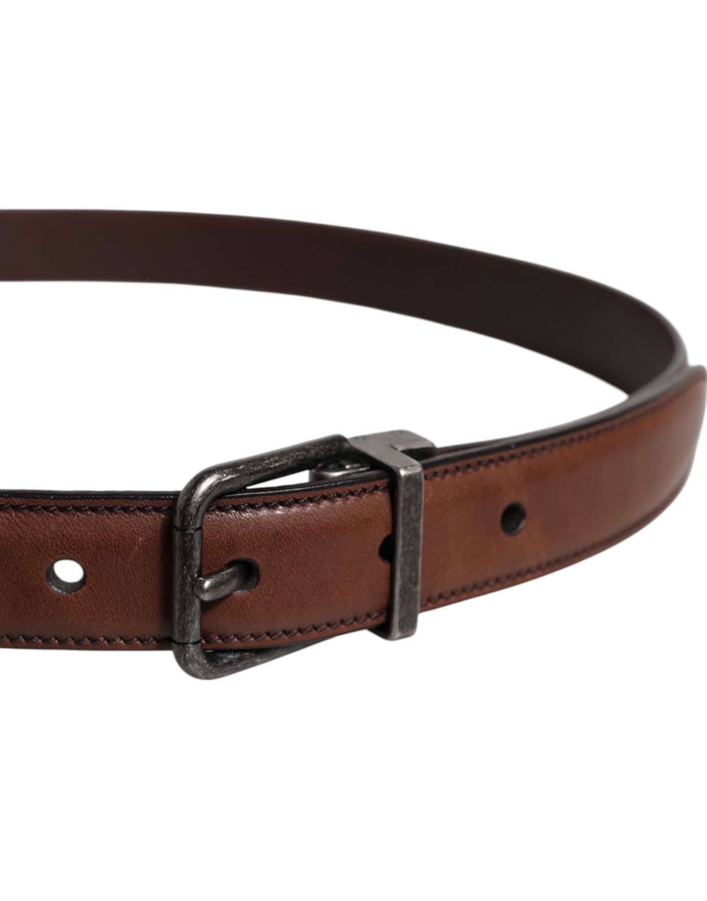 Ceinture classique Dolce & Gabbana en cuir marron avec boucle en métal