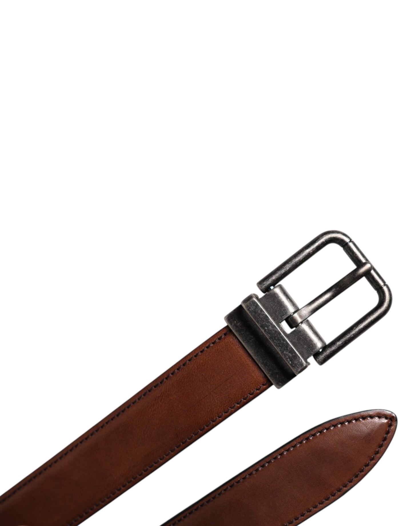 Ceinture classique Dolce & Gabbana en cuir marron avec boucle en métal