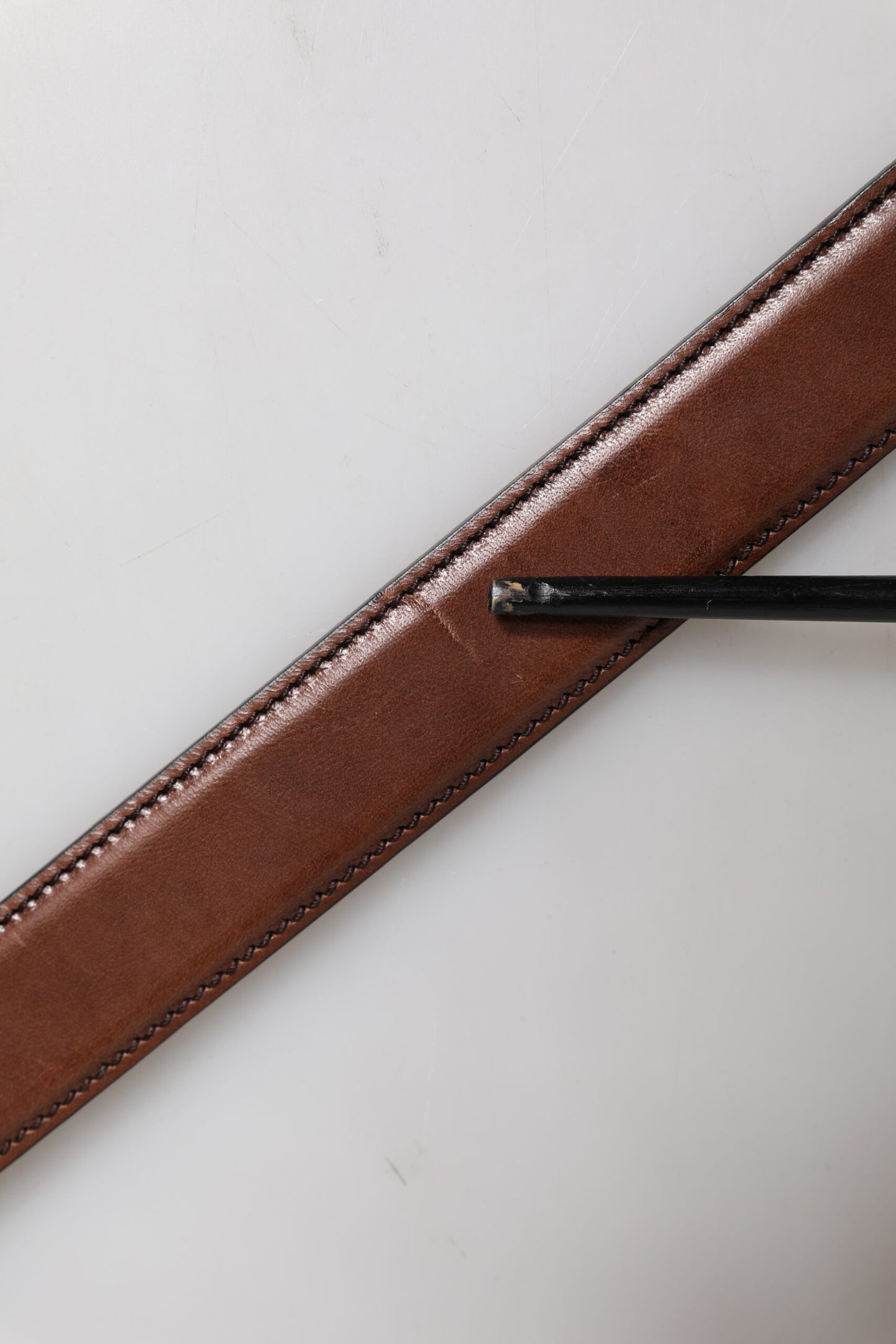 Ceinture classique Dolce & Gabbana en cuir marron avec boucle en métal