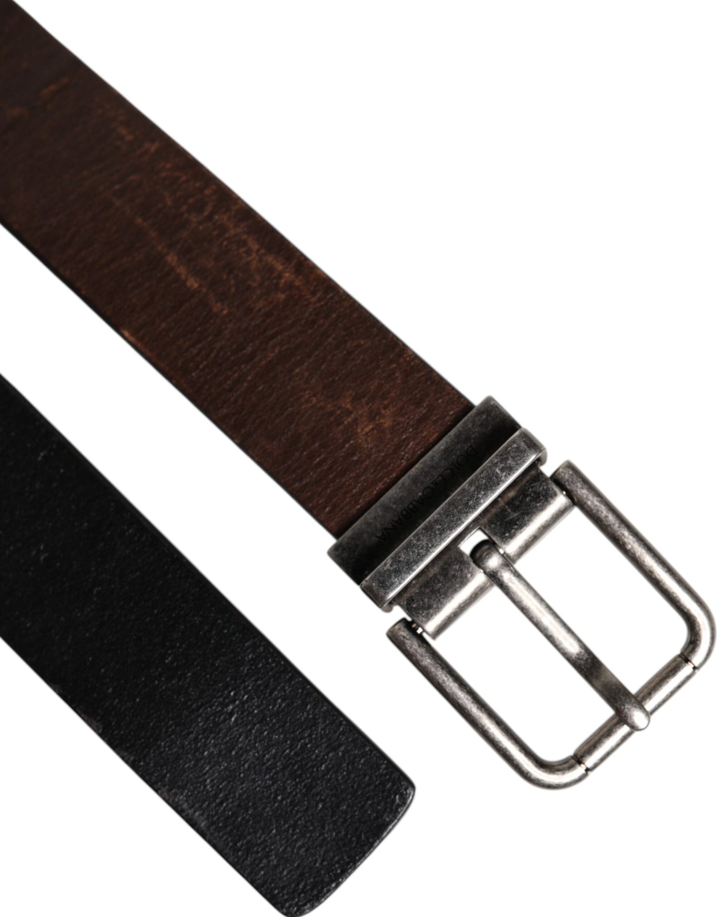 Ceinture classique à boucle en cuir marron uni Dolce & Gabbana