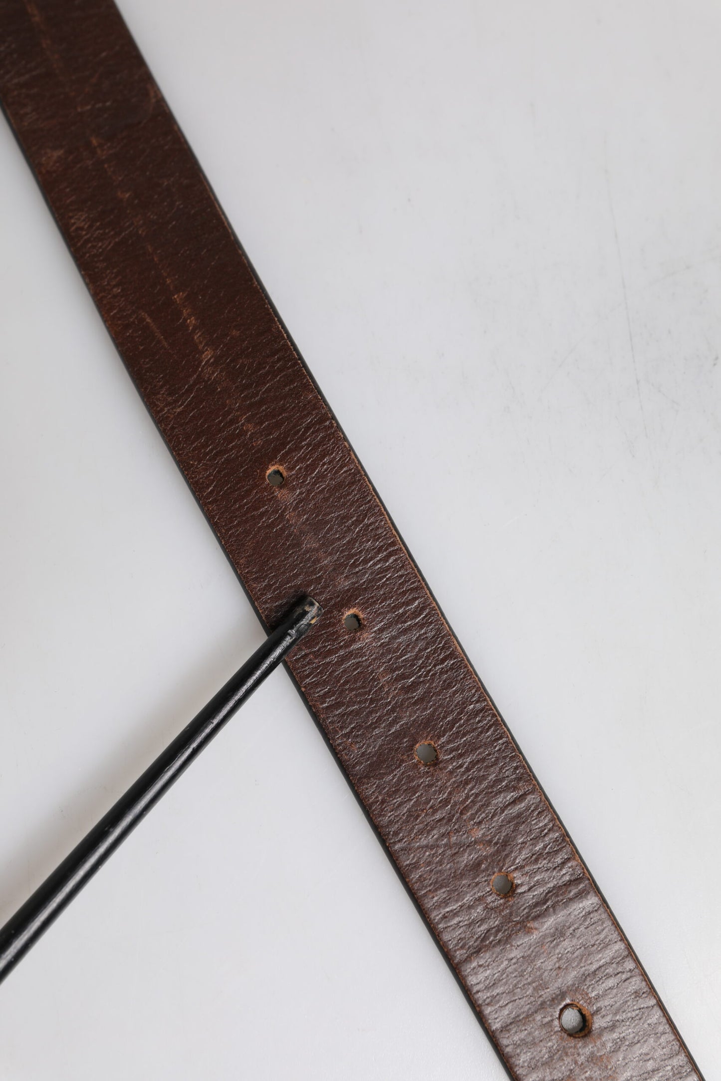 Ceinture classique à boucle en cuir marron uni Dolce & Gabbana