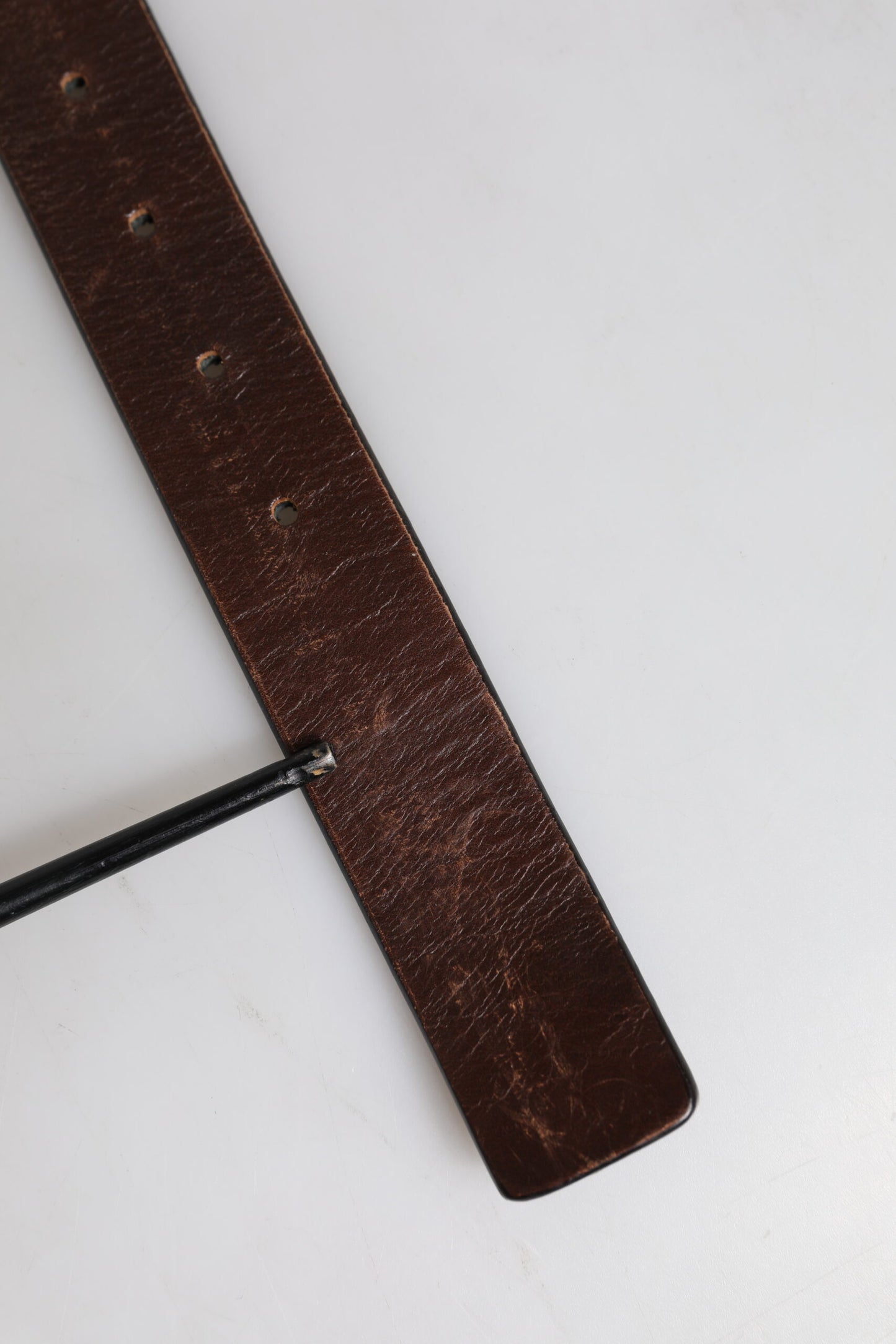 Ceinture classique à boucle en cuir marron uni Dolce & Gabbana
